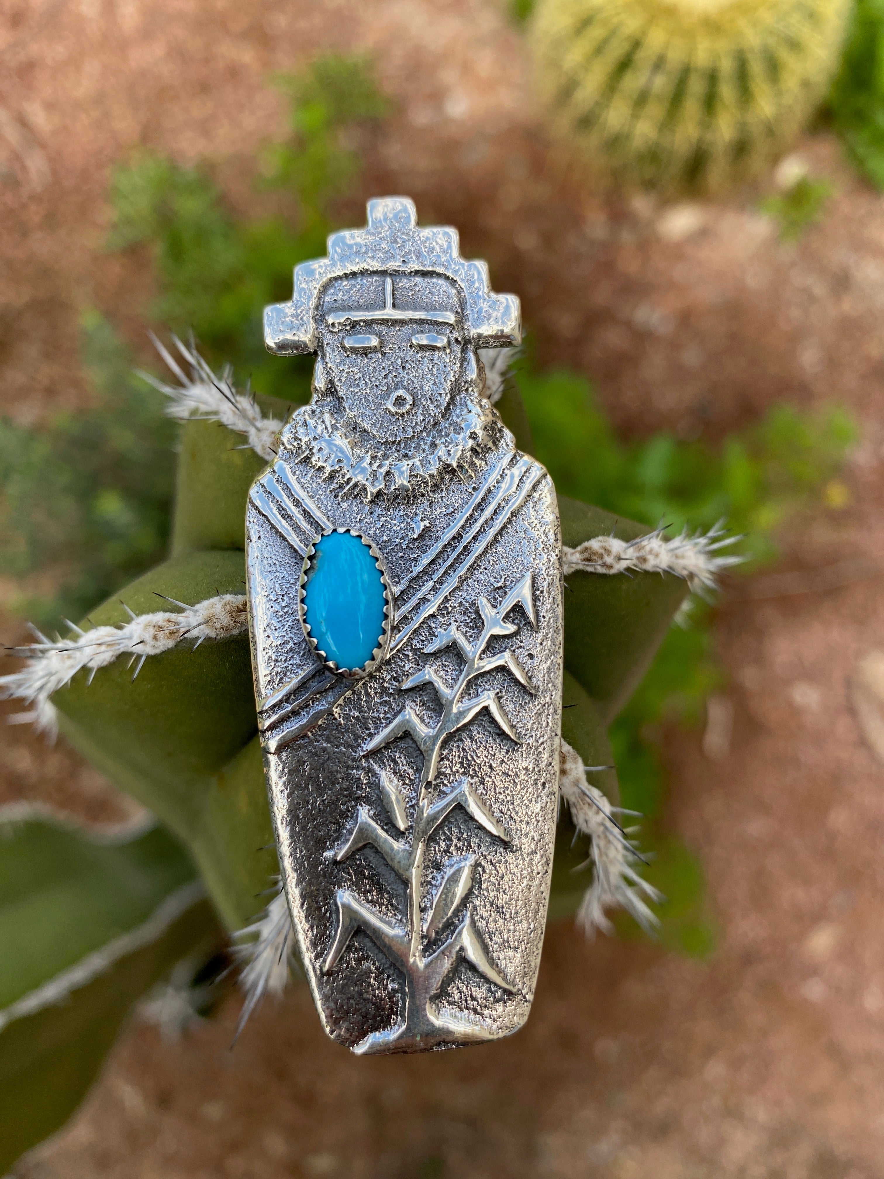 Sterling Silver Navajo Sleeping Beauty Turquoise Corn Maiden Necklace