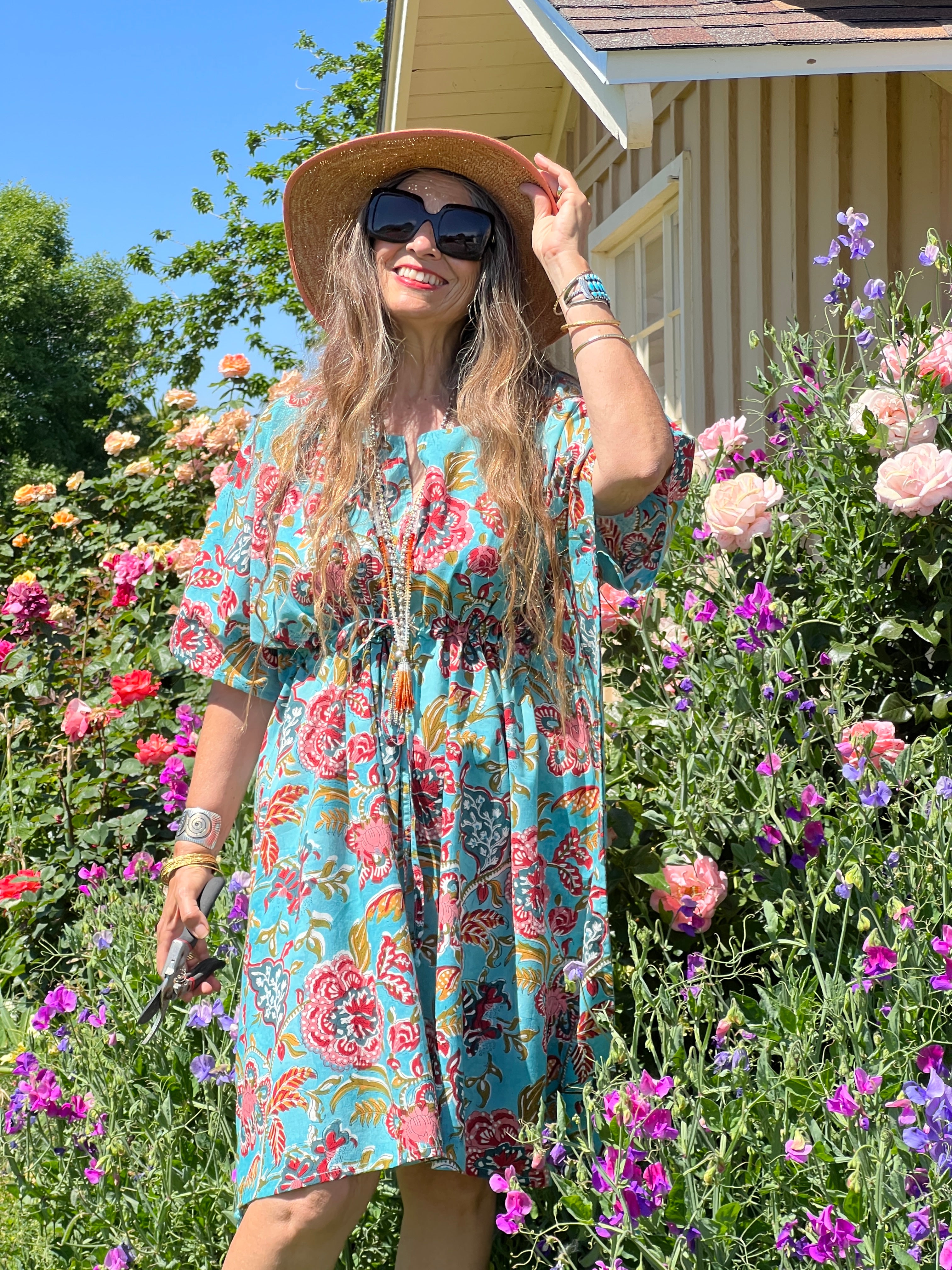 Bari Blue Floral Midi Kaftan