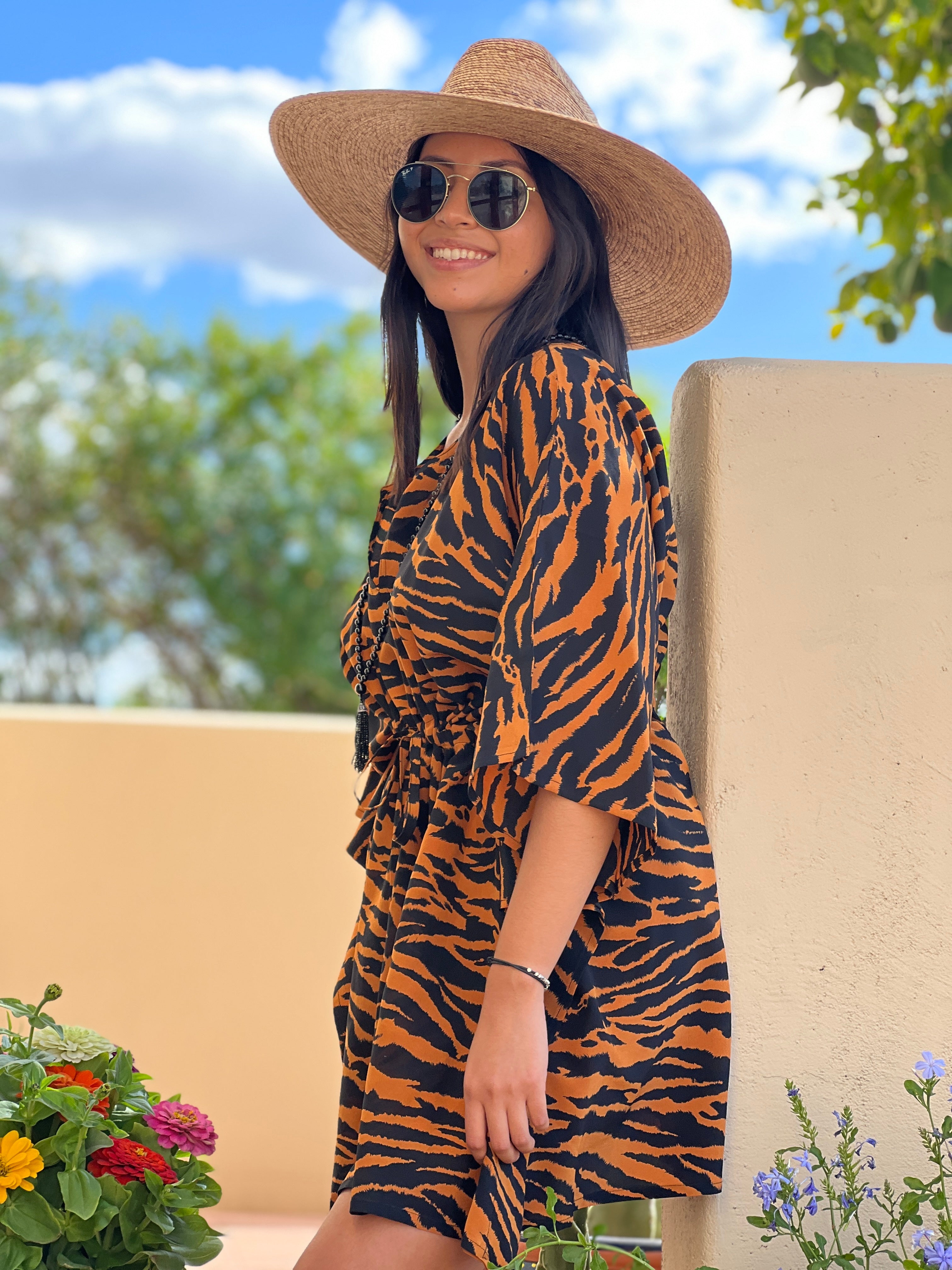 Princeton Panthera Tigris Italian Silk Short Kaftan