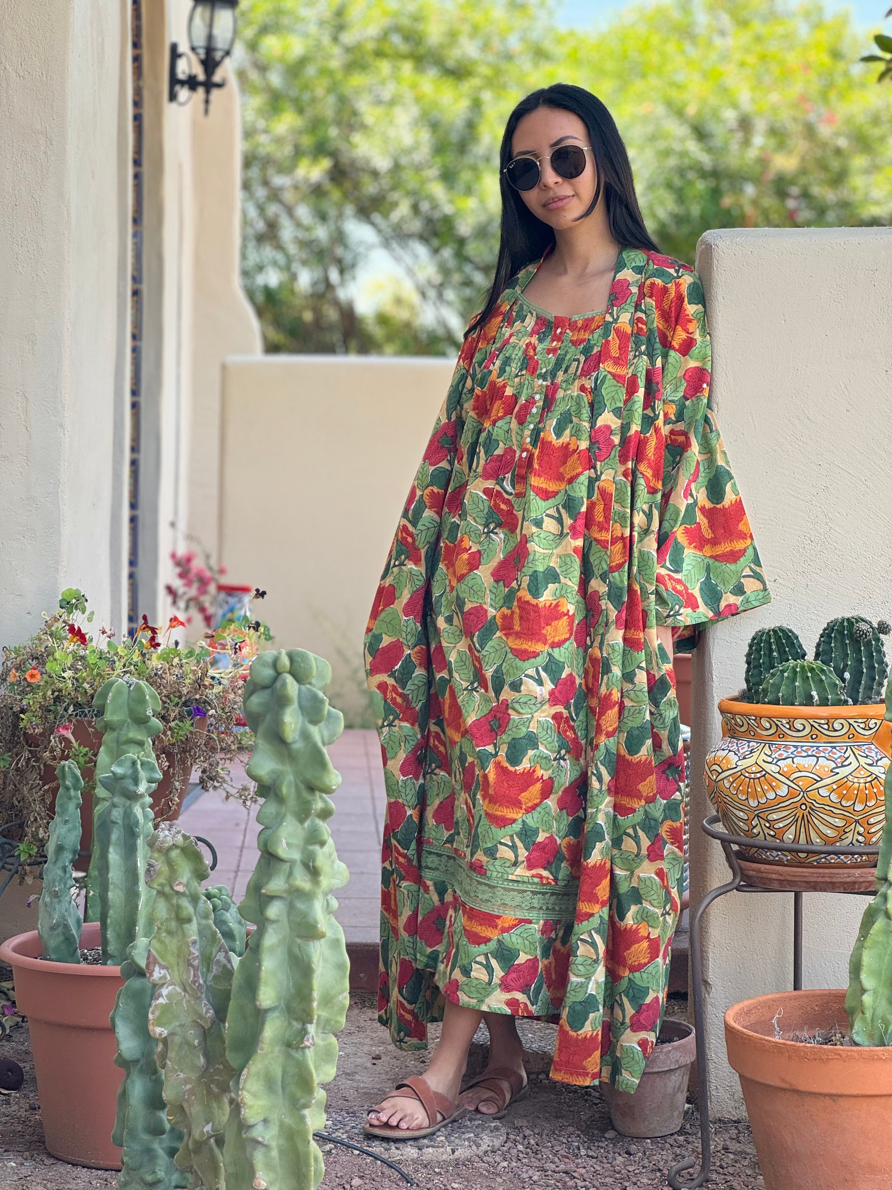 Frida Floral Cotton Dress Robe ON BACKORDER 2-4 WEEKS