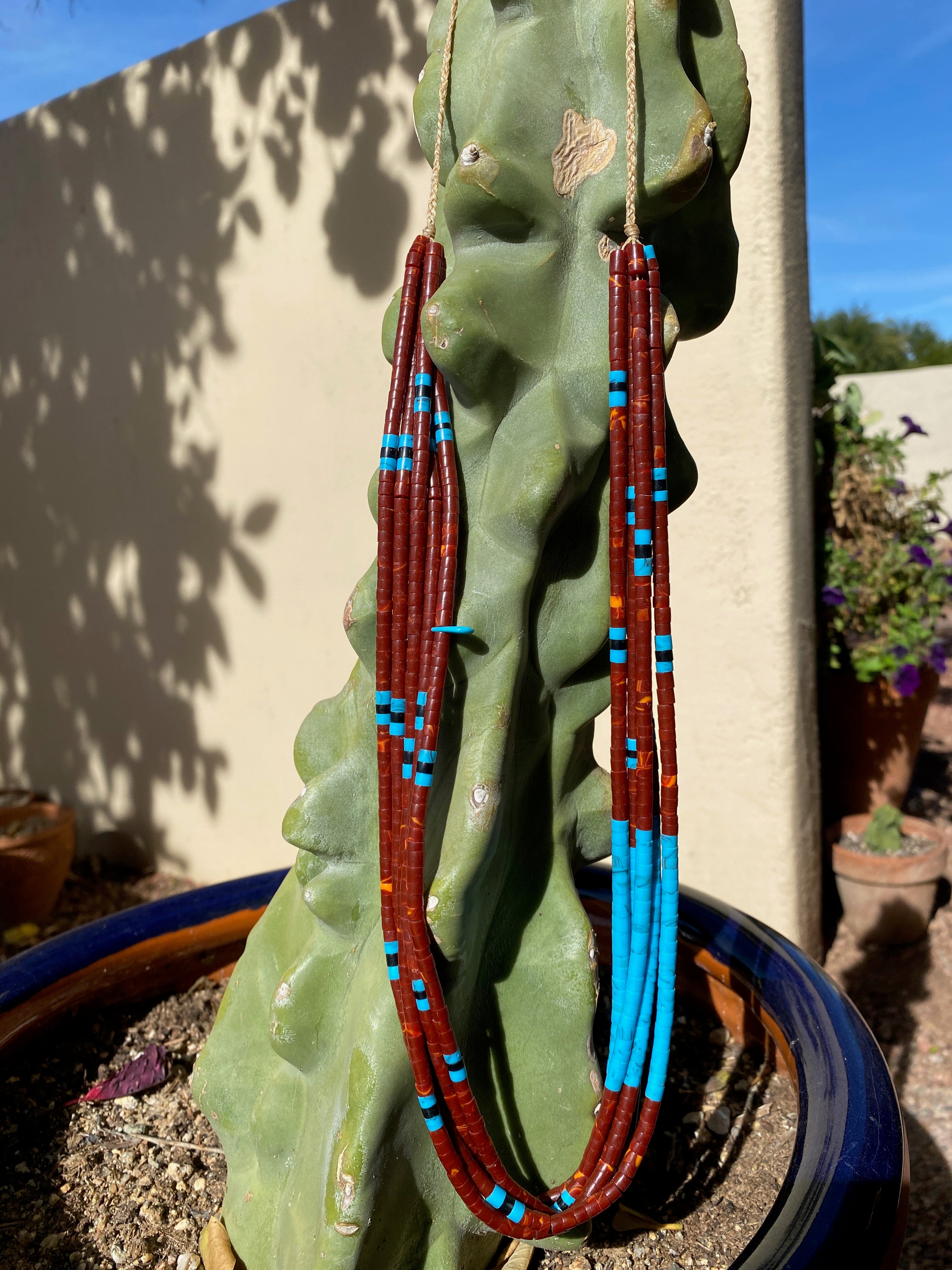 Red Jasper and Turquoise Heishi Necklace