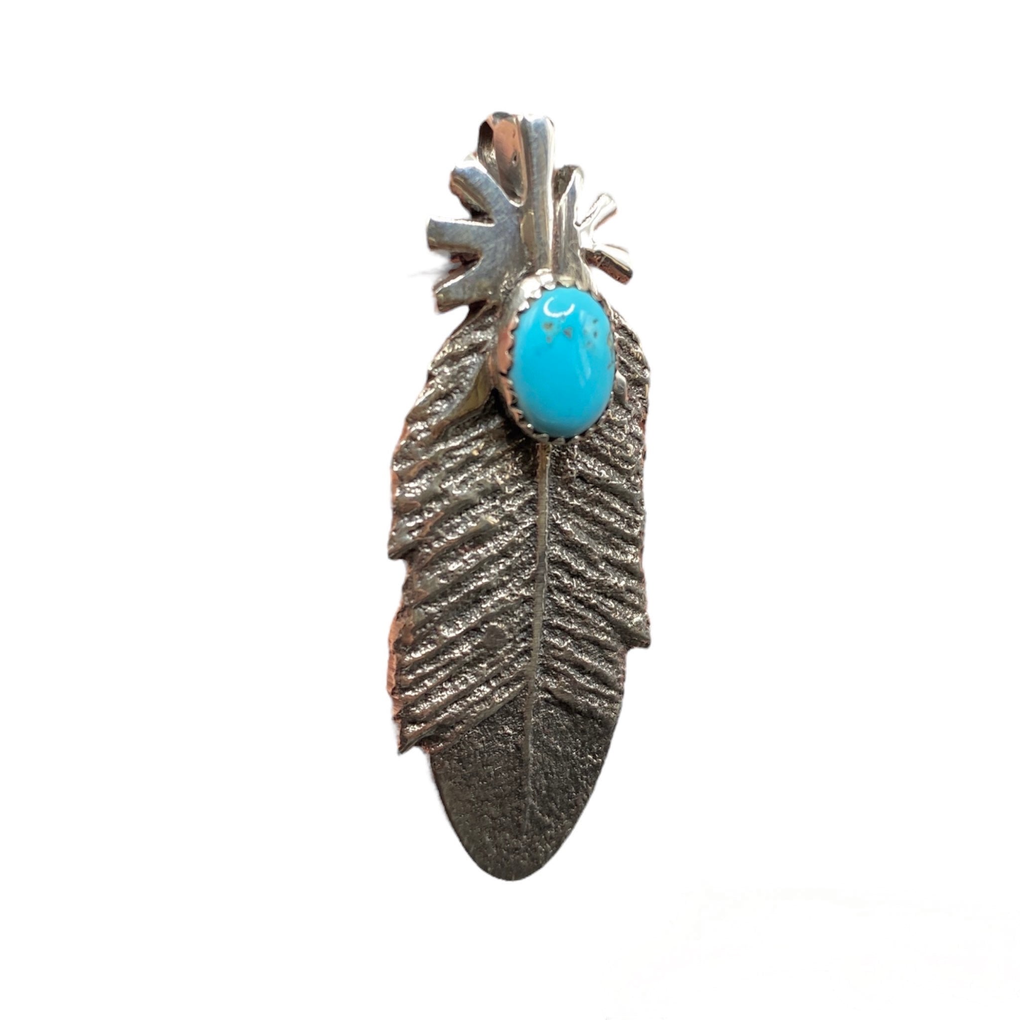 Navajo Silver Sleeping Beauty Turquoise Feather