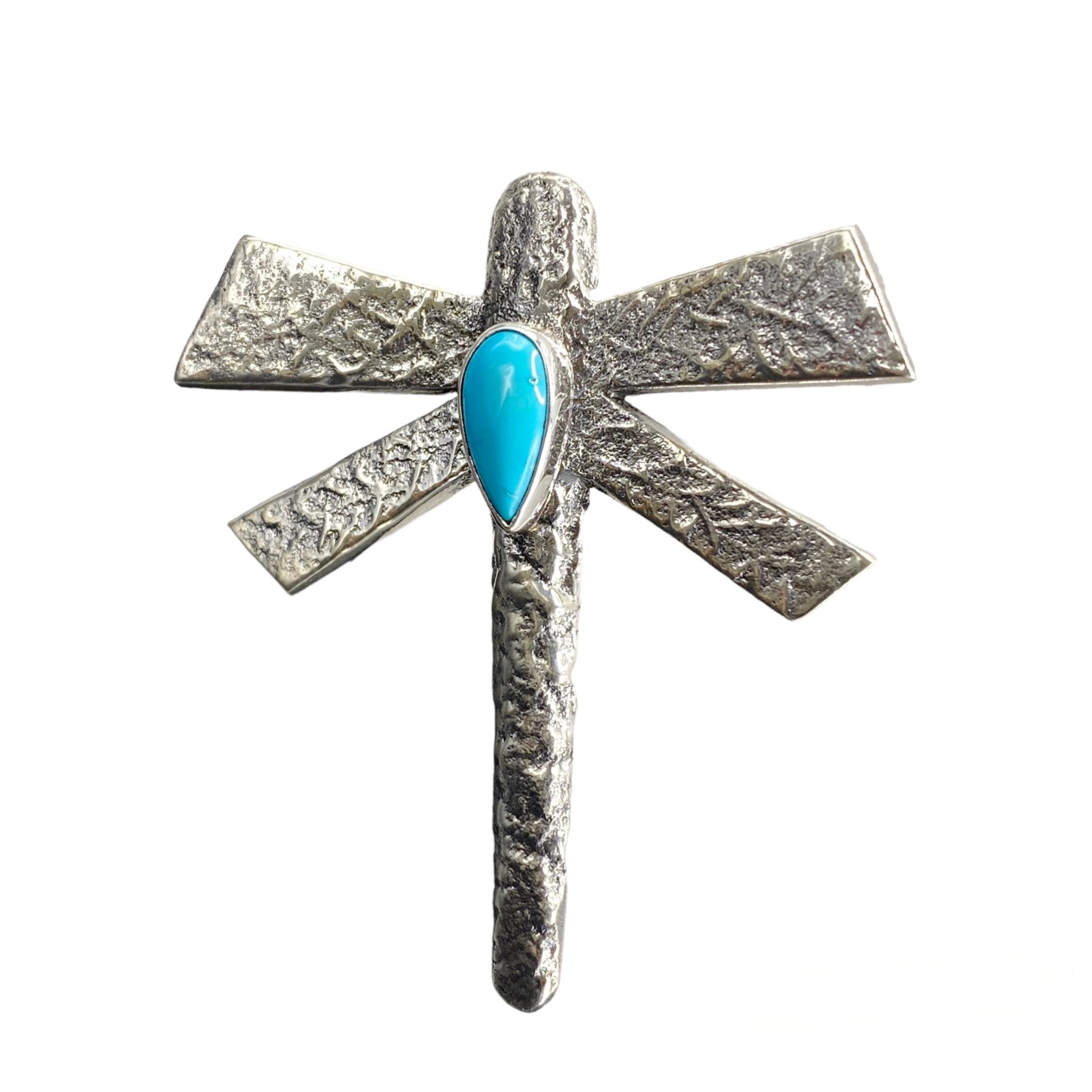 Navajo Sleeping Beauty Turquoise Dragonfly Pendant