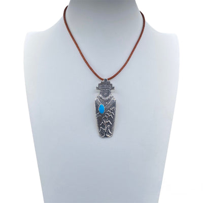 Sterling Silver Navajo Sleeping Beauty Turquoise Corn Maiden Necklace