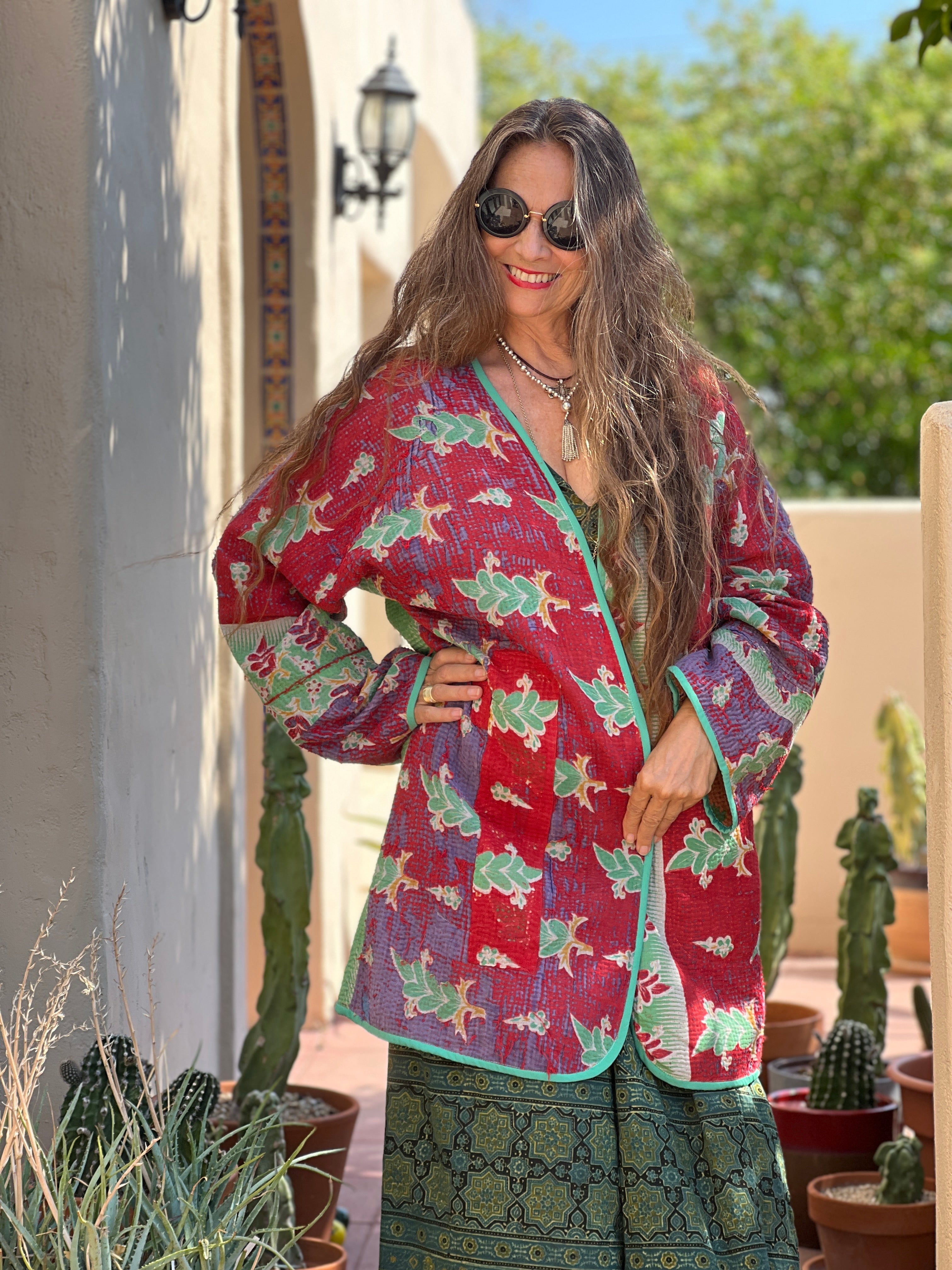 Pamban Kantha Quilted Cotton Jacket Reversible