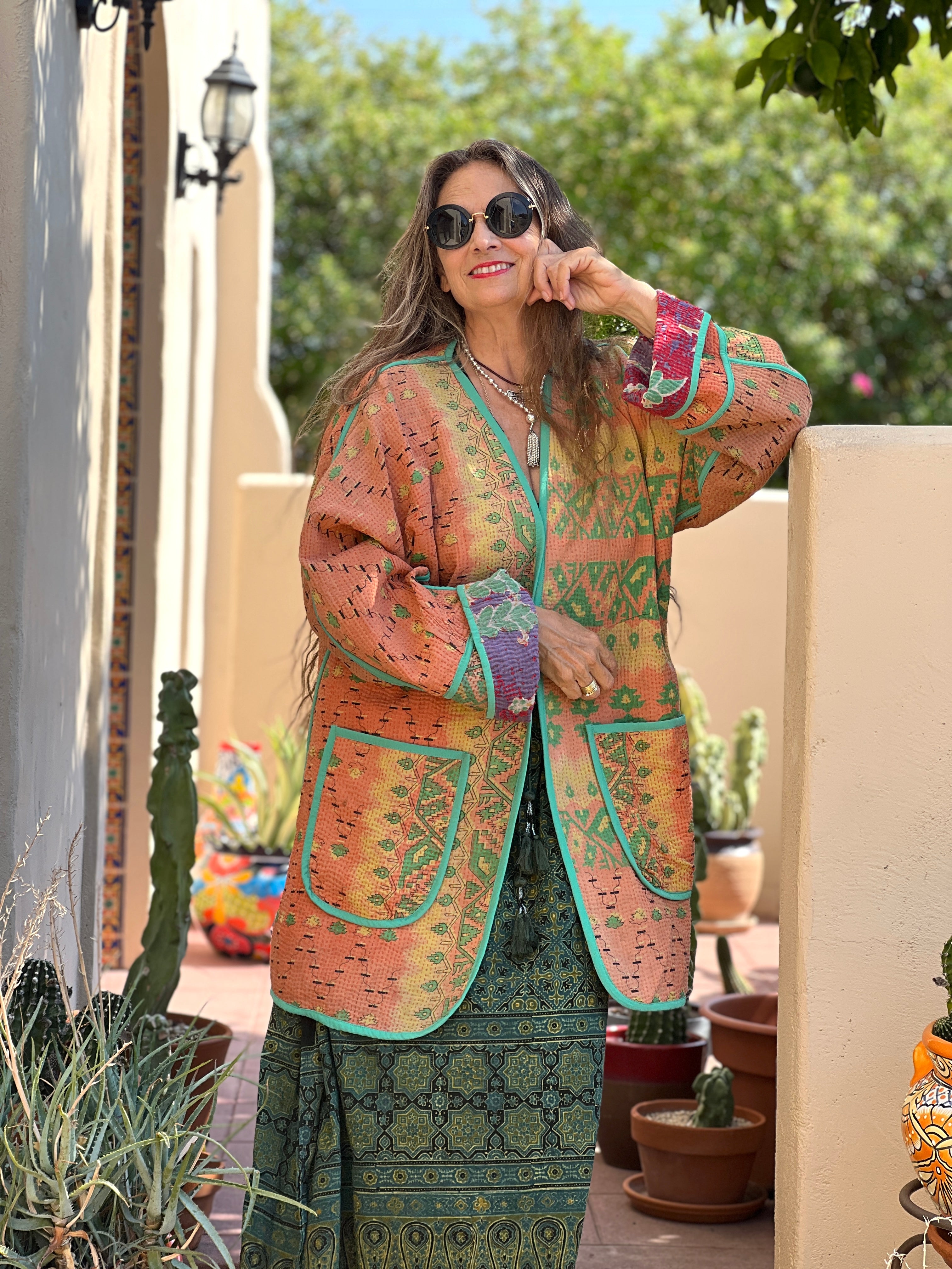 Pamban Kantha Quilted Cotton Jacket Reversible