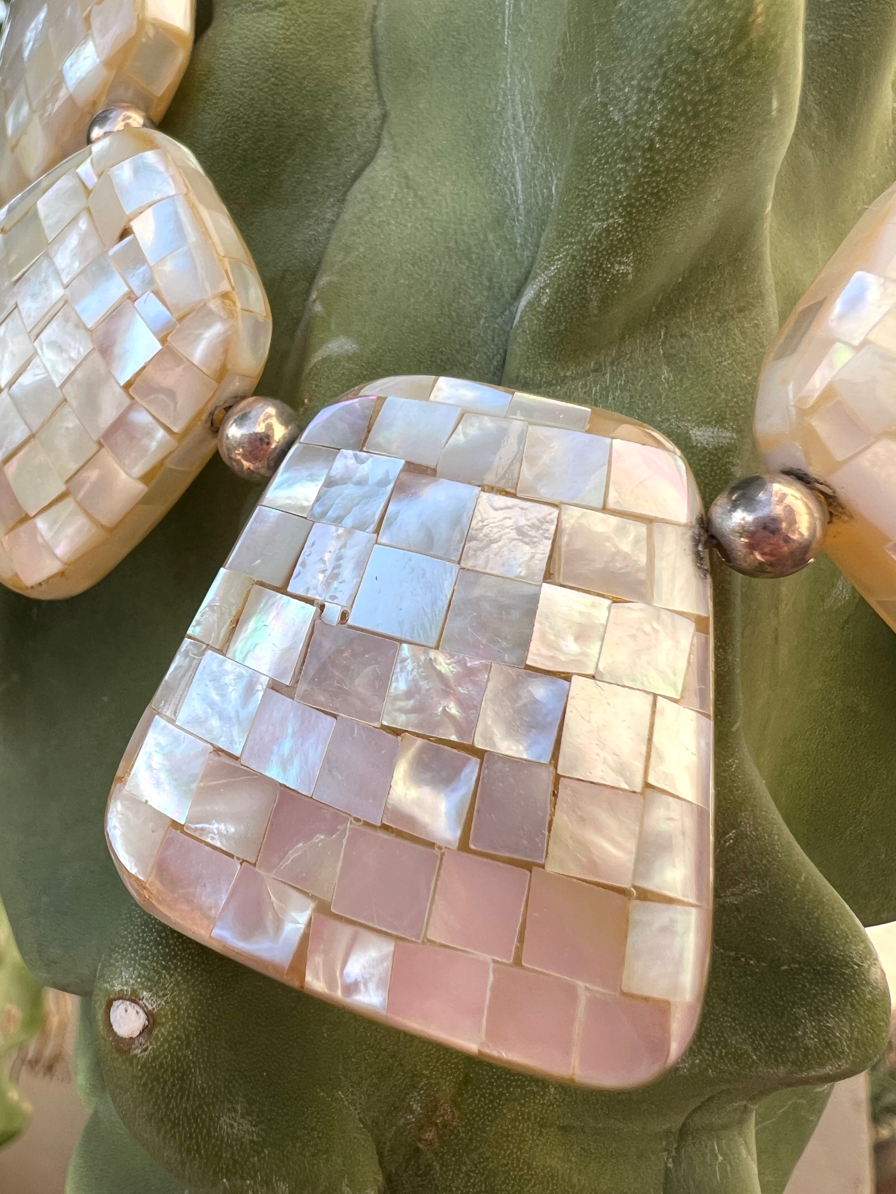 Unique Mother of Pearl Inlaid Santo Domingo Necklace