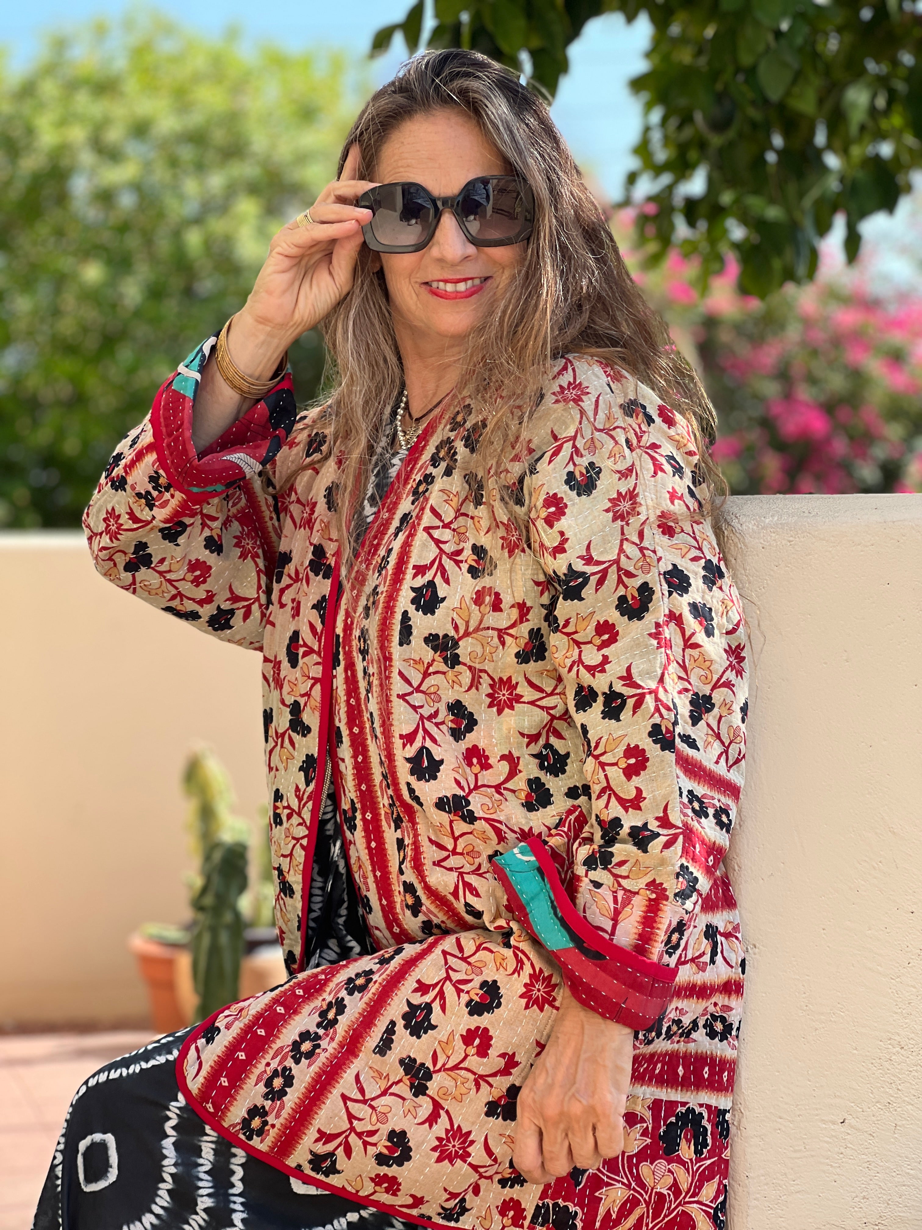 Benaulim Kantha Quilted Cotton Jacket Reversible