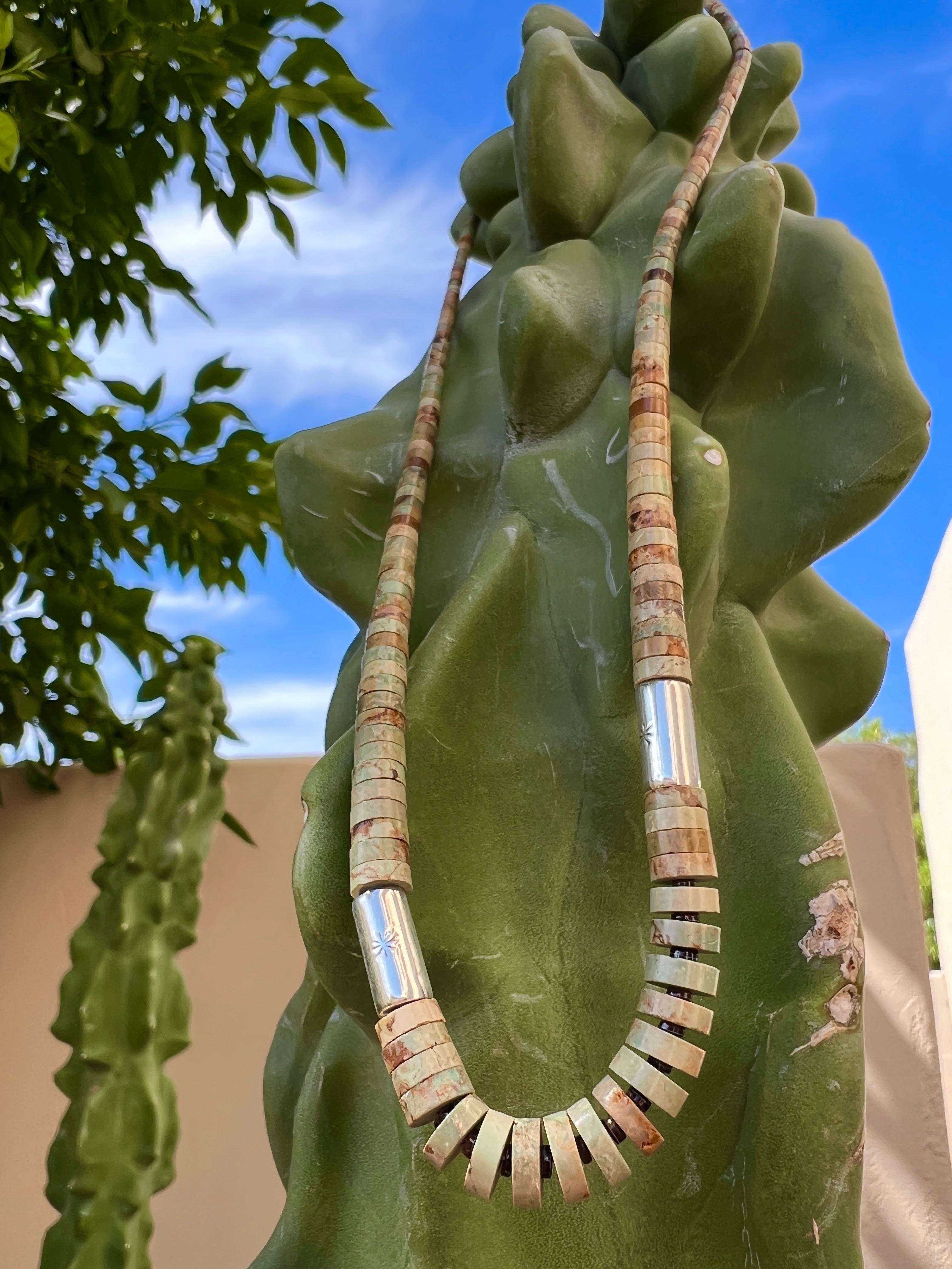 Rare Royston Disc Turquoise Santo Domingo Necklace