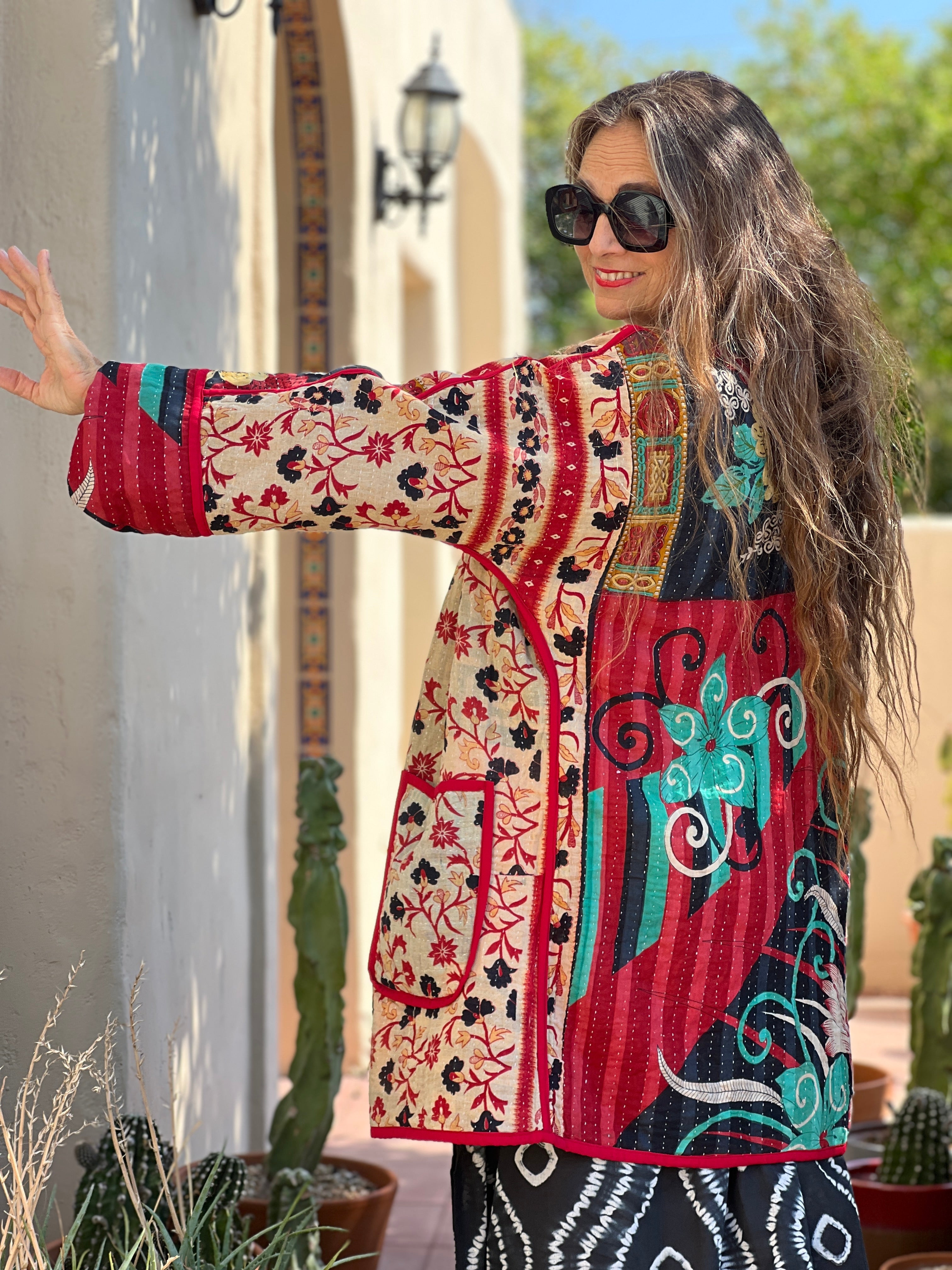 Benaulim Kantha Quilted Cotton Jacket Reversible