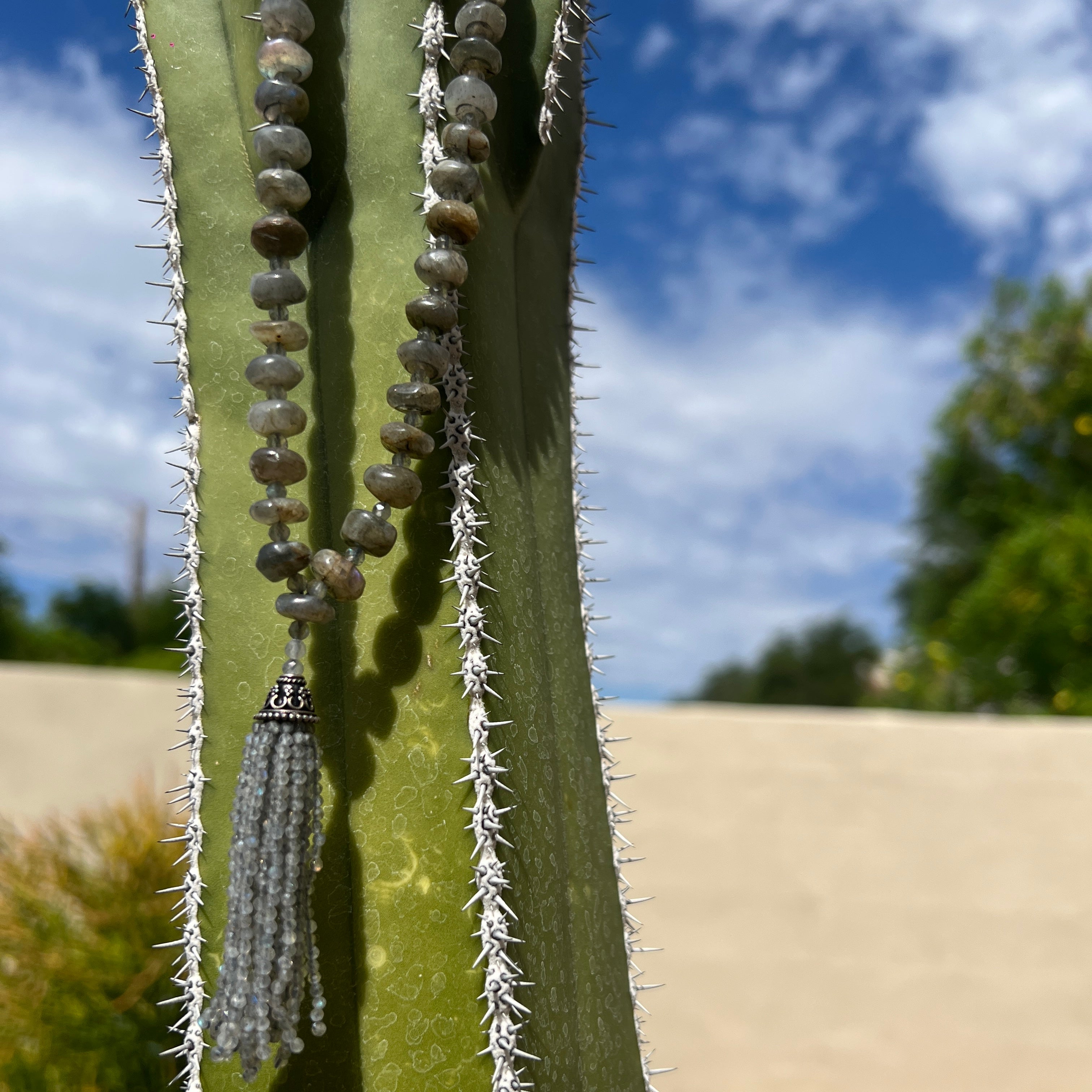 Labradorite Tassel Mala Necklace