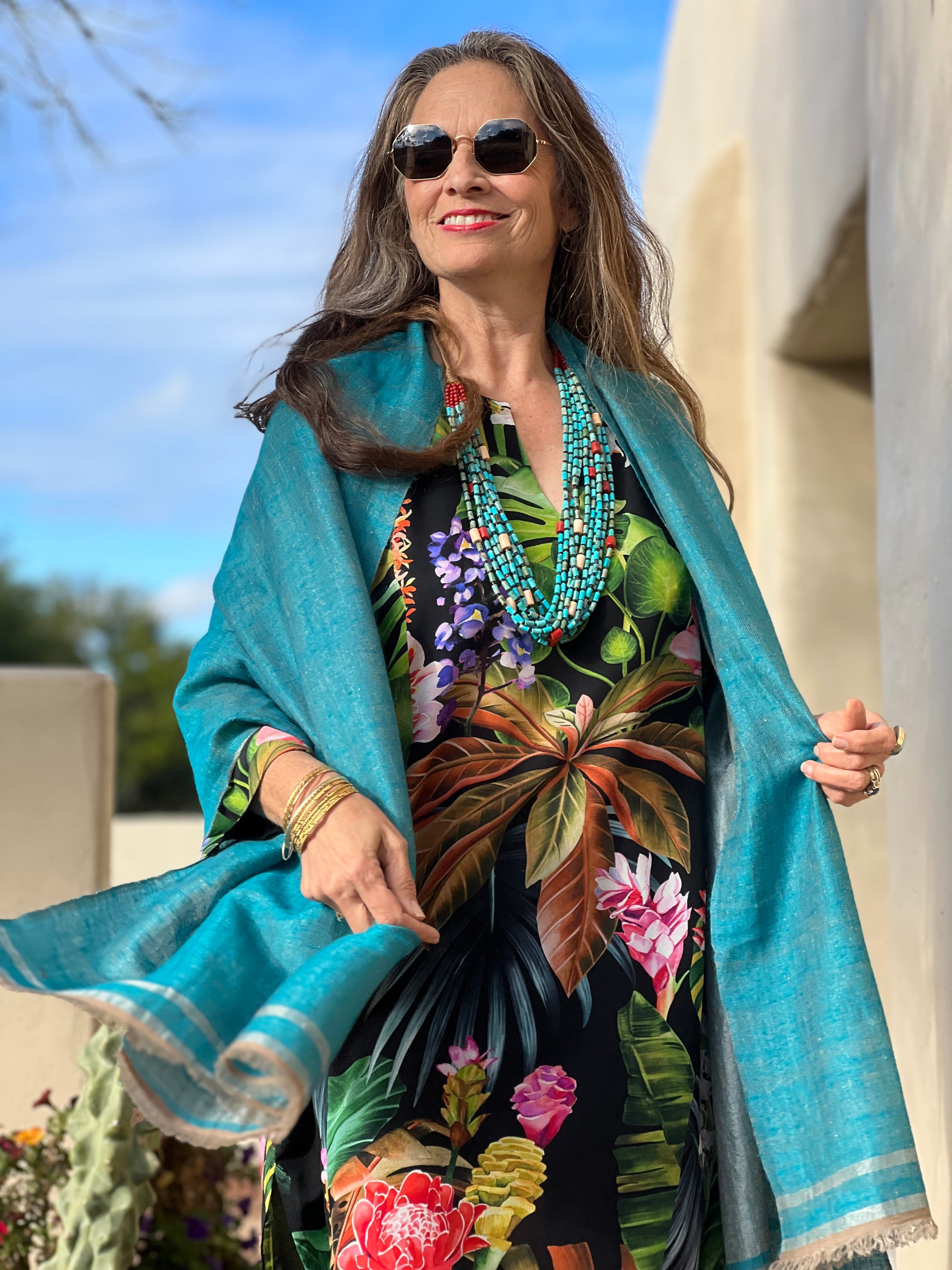 Black Botanica Italian Silk Tunic