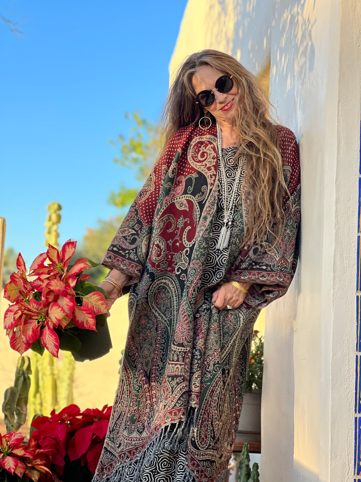 Polka Dot Prancer Paisley Boiled Wool Kimono Coat