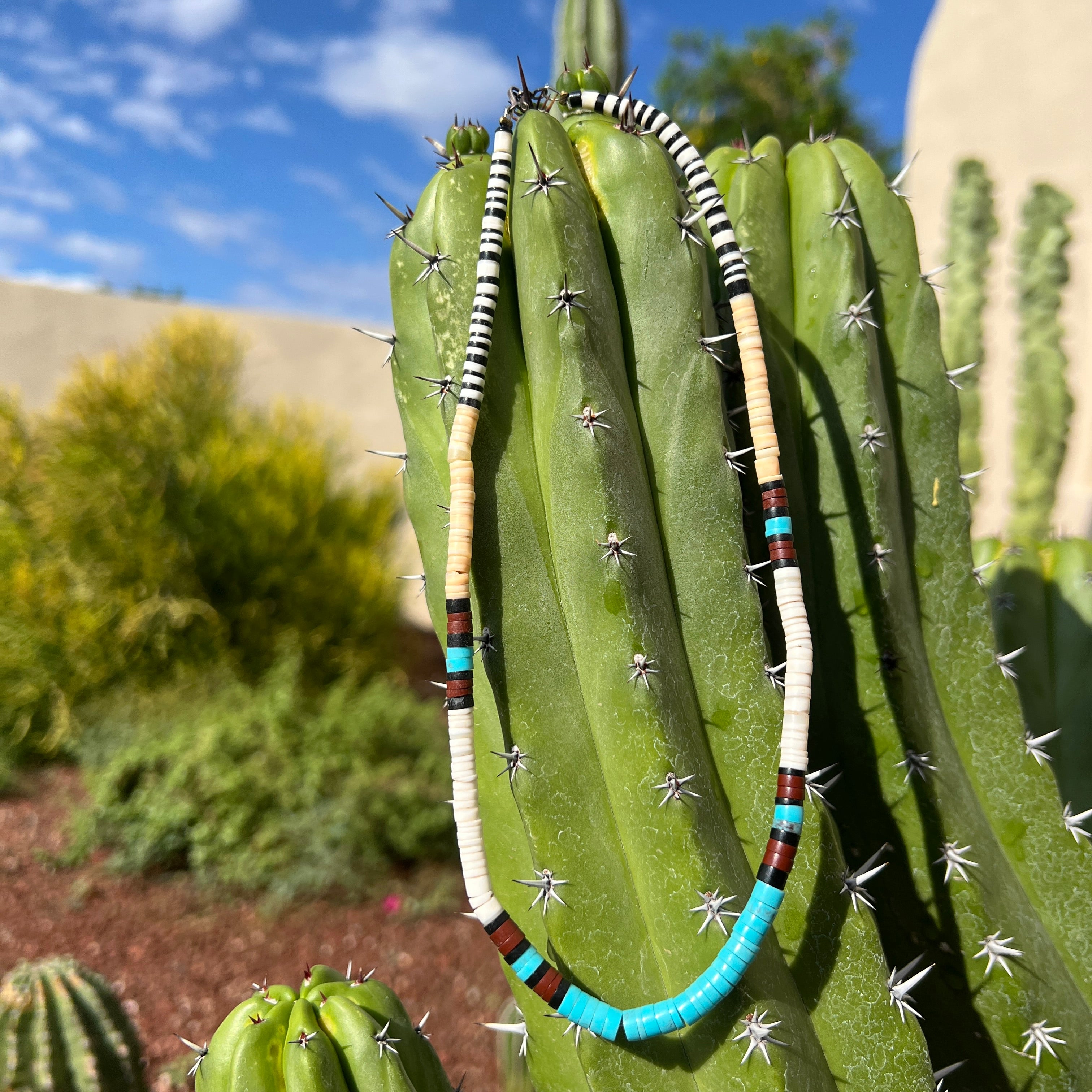 Vintage Heishi, Turquoise and Red Jasper Necklace Santo Domingo