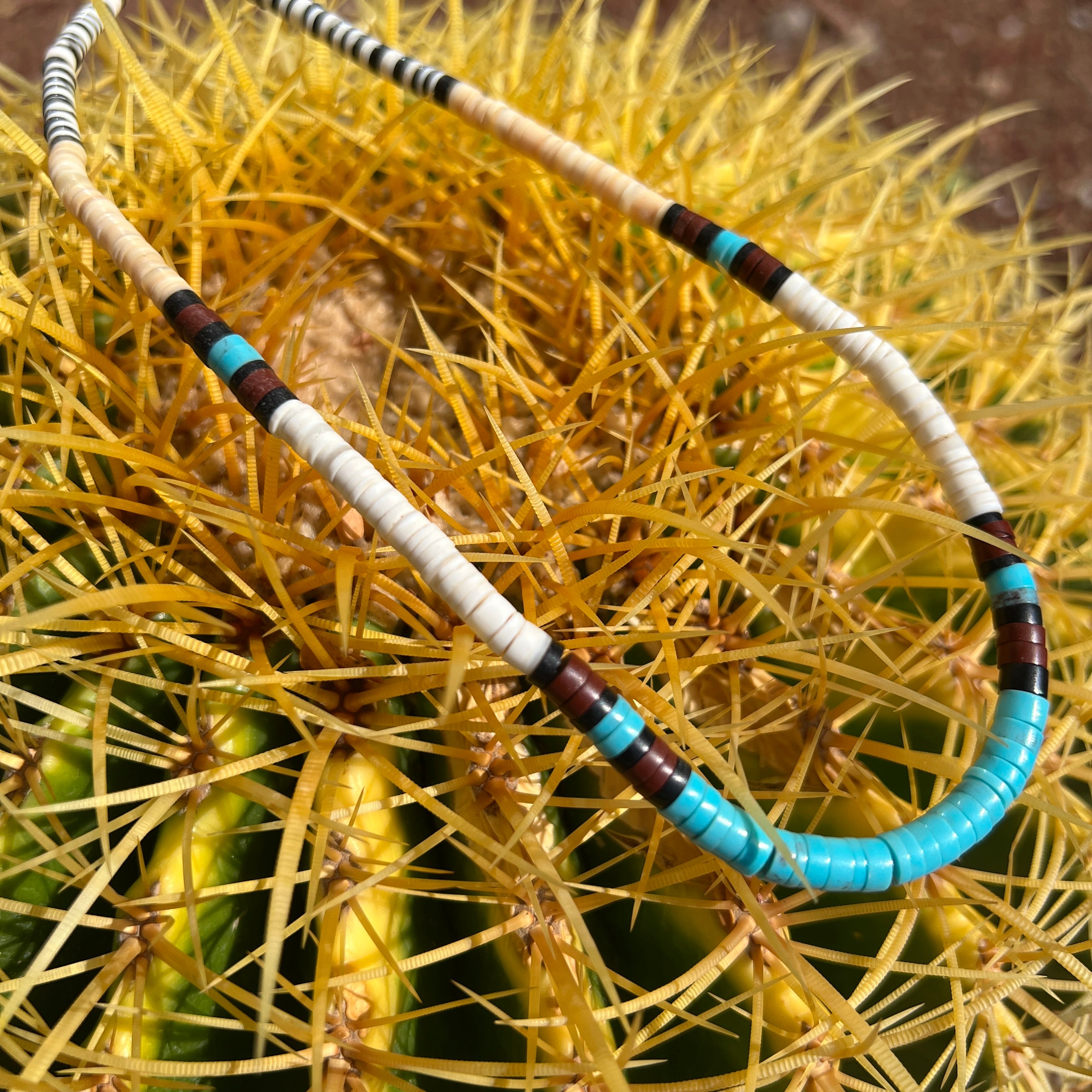 Vintage Heishi, Turquoise and Red Jasper Necklace Santo Domingo