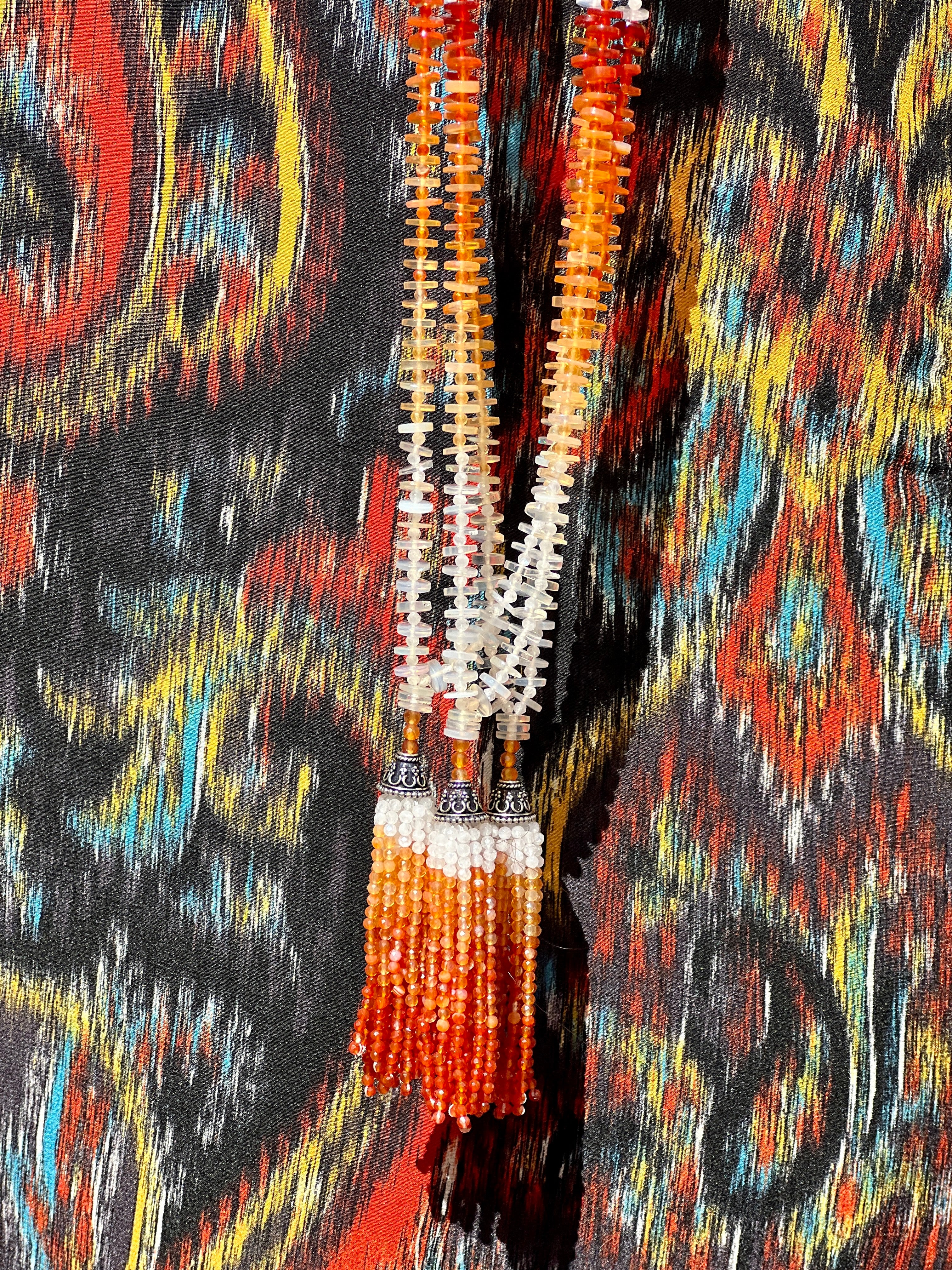 Rare Ombre Fire Opal Mala Necklace