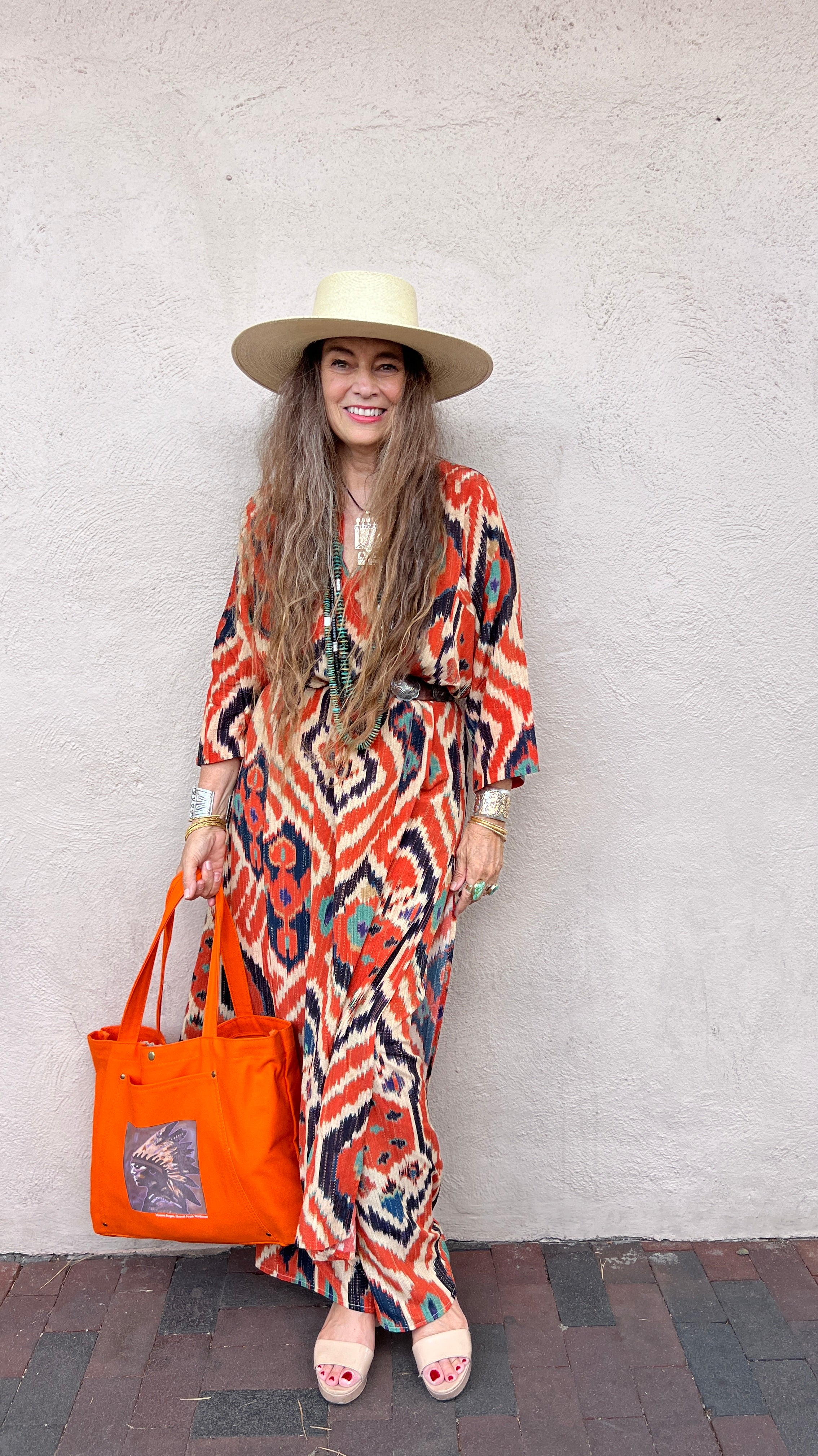 Angelo Tangelo Italian Silk Long Tunic Dress On Back Order 2-4 Weeks