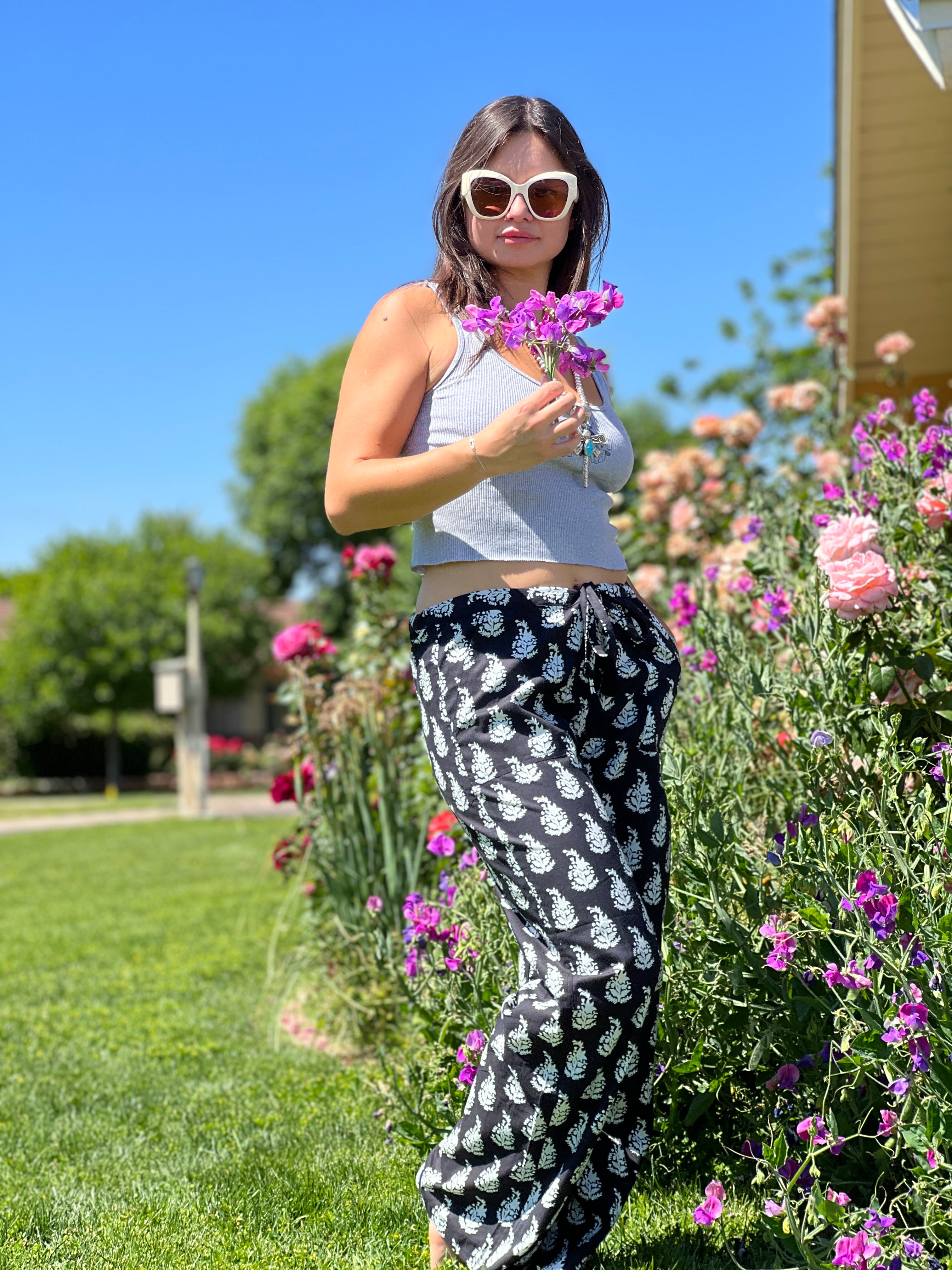 Luisa Obsidian Cotton Lounge Pants