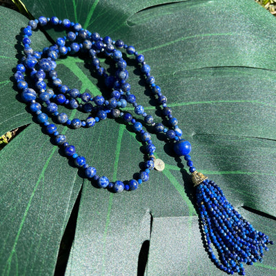 Semi Precious Lapis Lazuli Mala Necklace