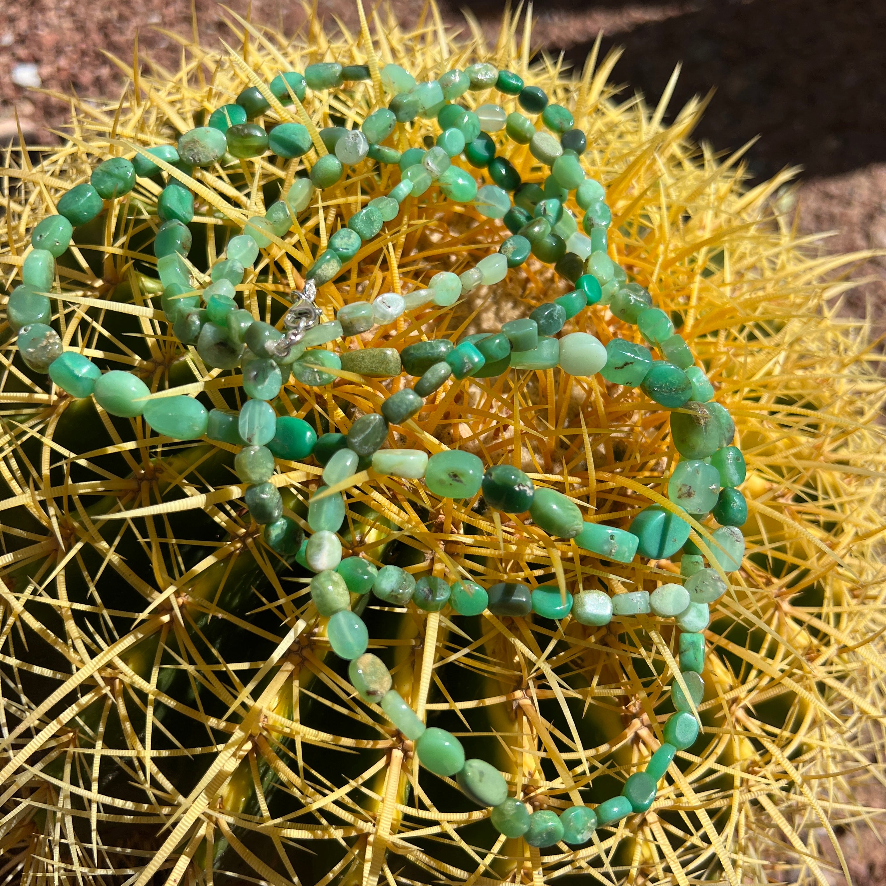 Chrysoprase Oval Mala Long Necklace