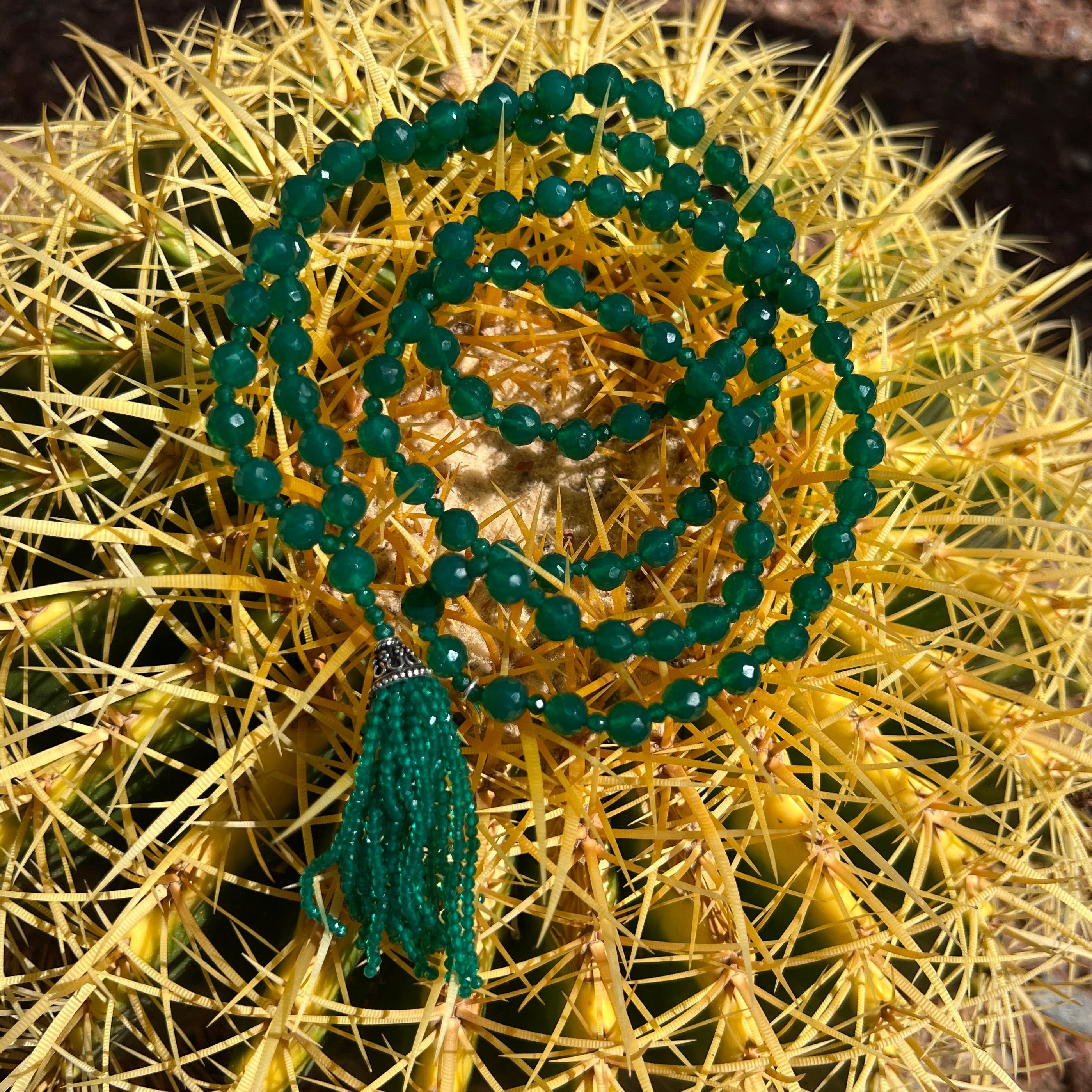 Faceted Green Onyx Mala Necklace Rare