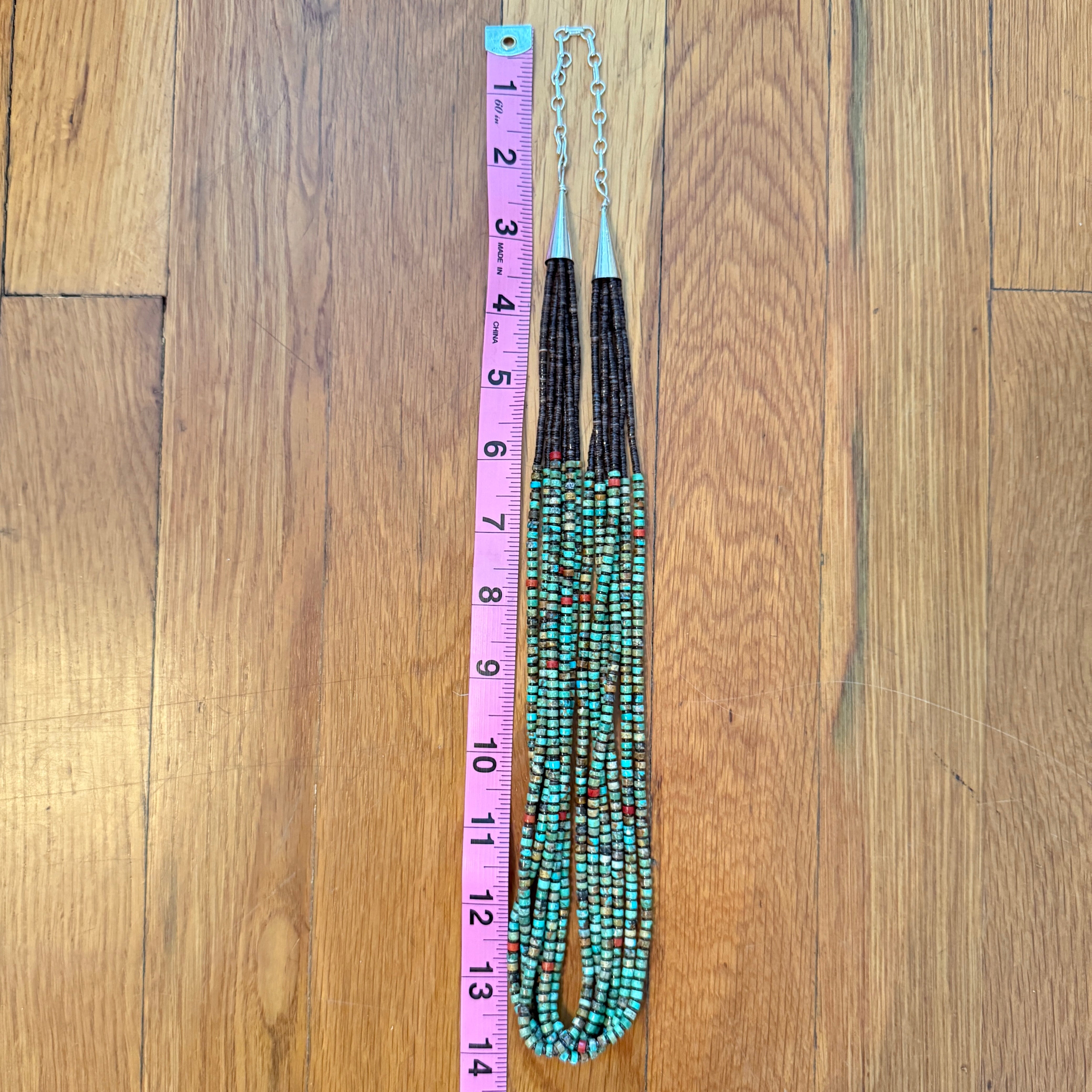 Rare King Manassa Turquoise Six Strand Heishi Necklace Santo Domingo