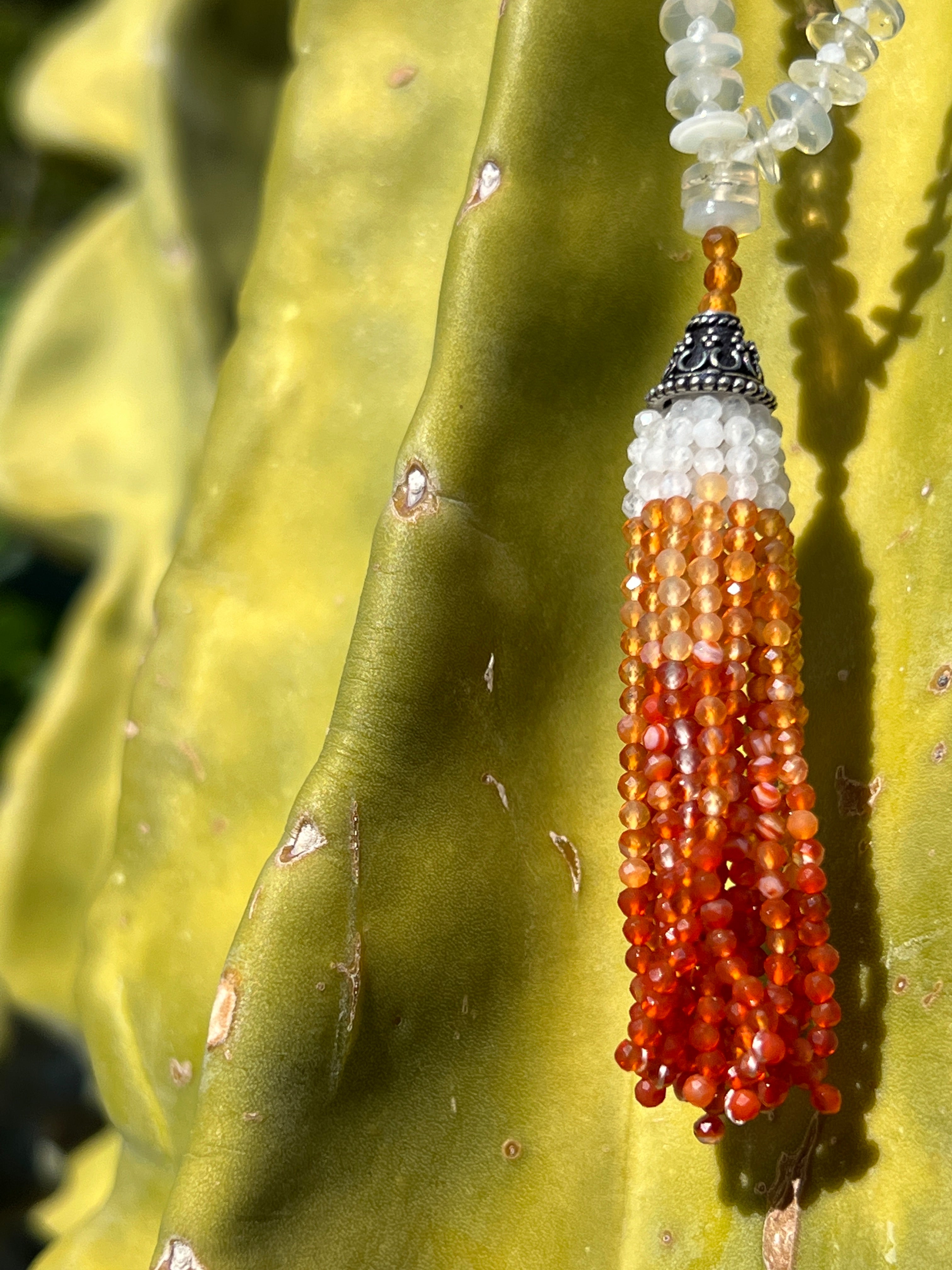 Rare Fire Opal Mala Necklace