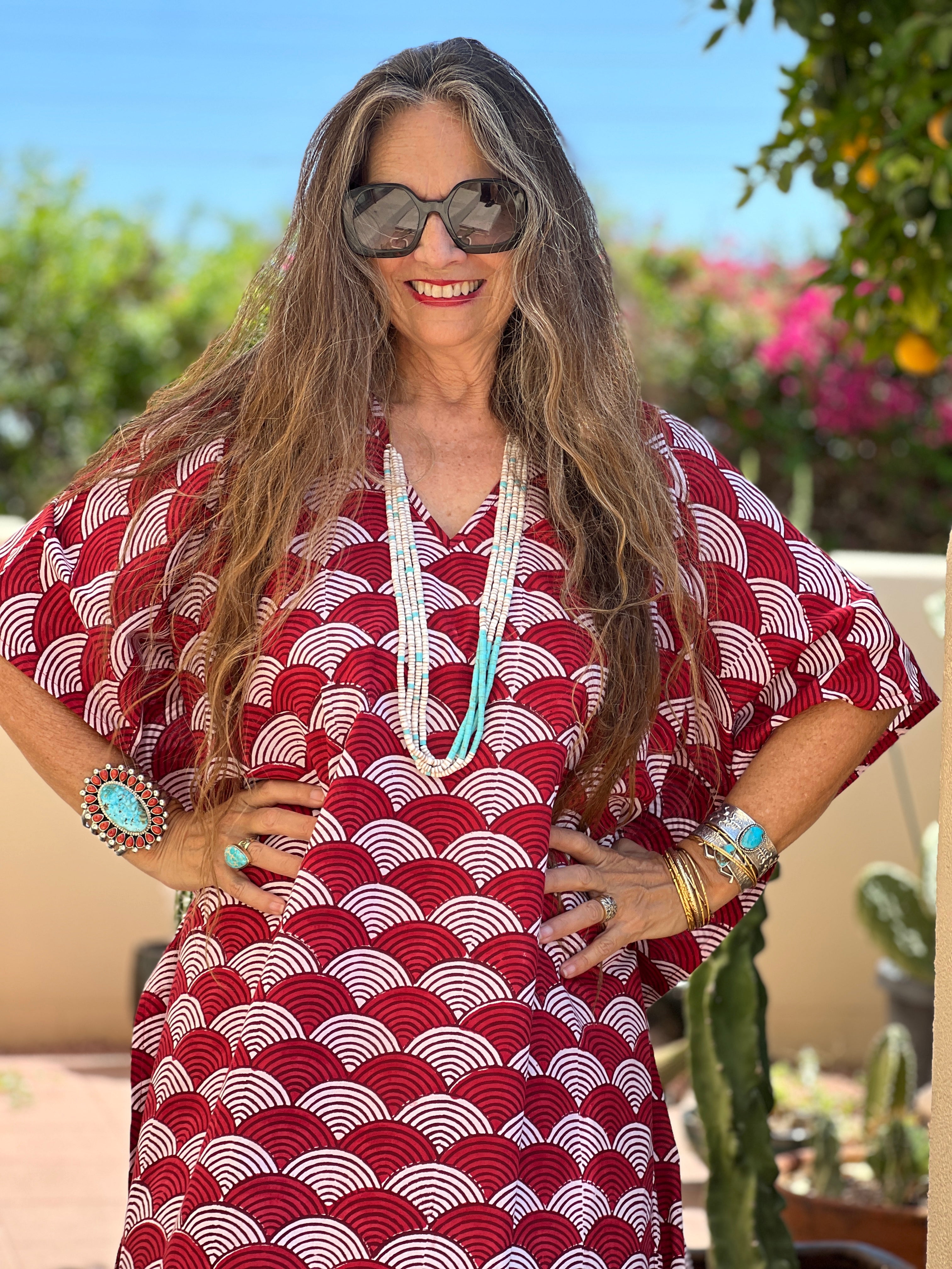 La Scala Red Pax Relax Kaftan Dress