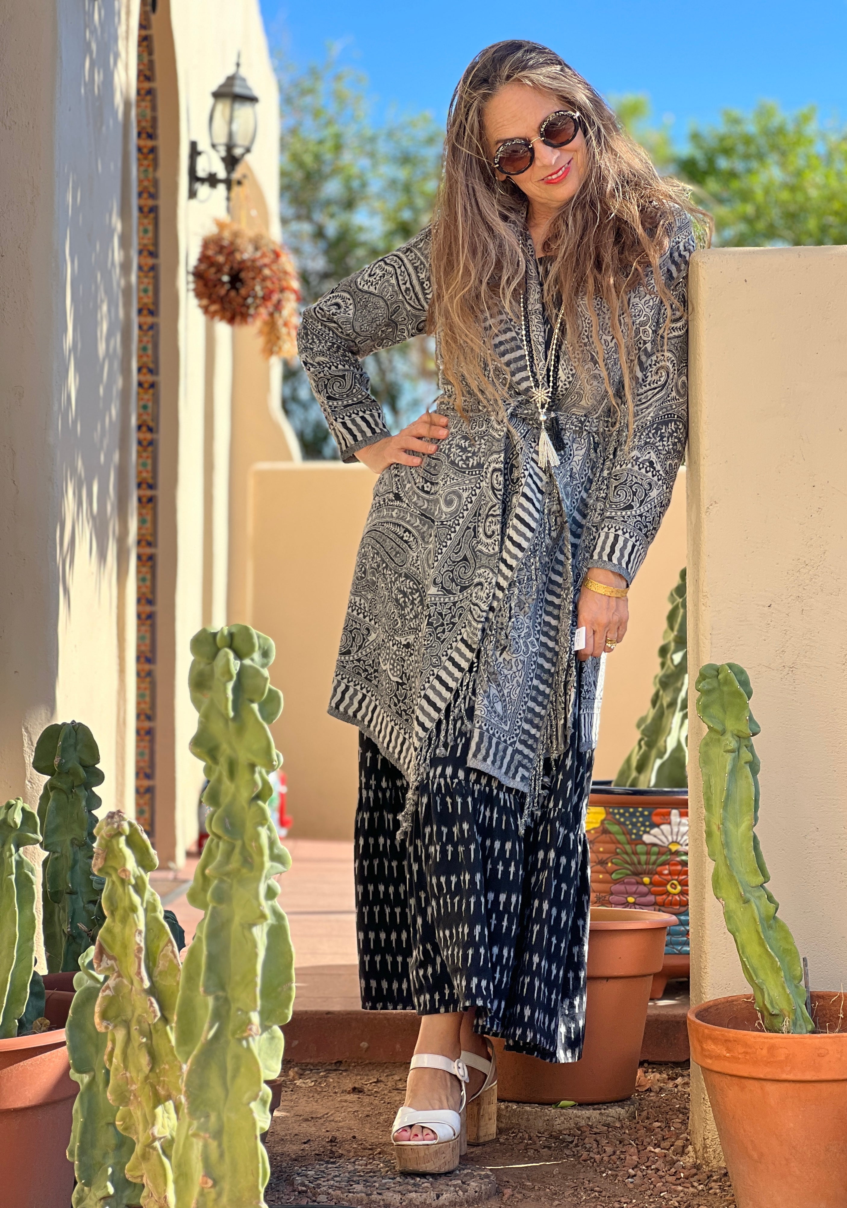 Piccadilly Paisley Boiled Wool Belted Coat