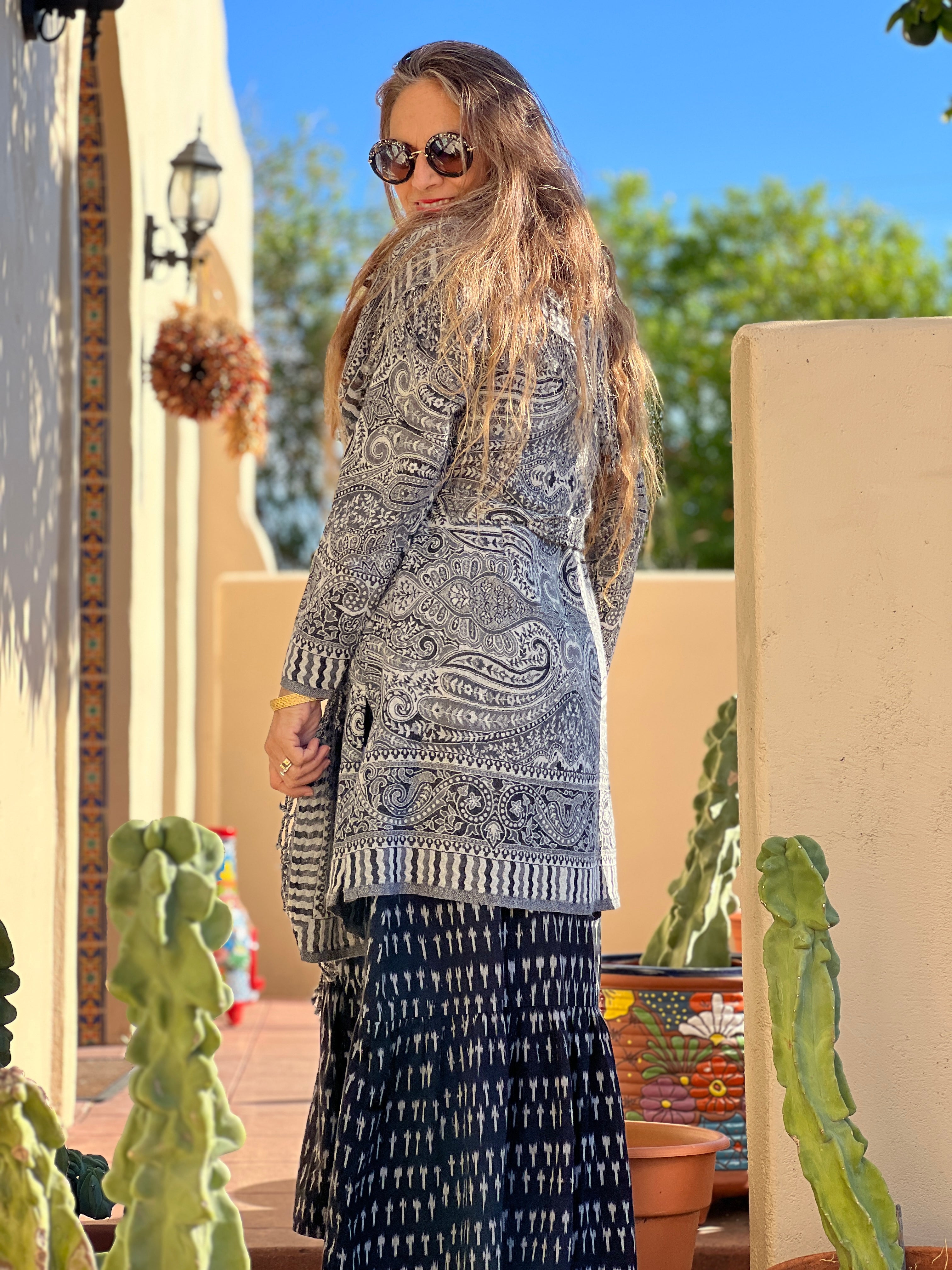 Piccadilly Paisley Boiled Wool Belted Coat