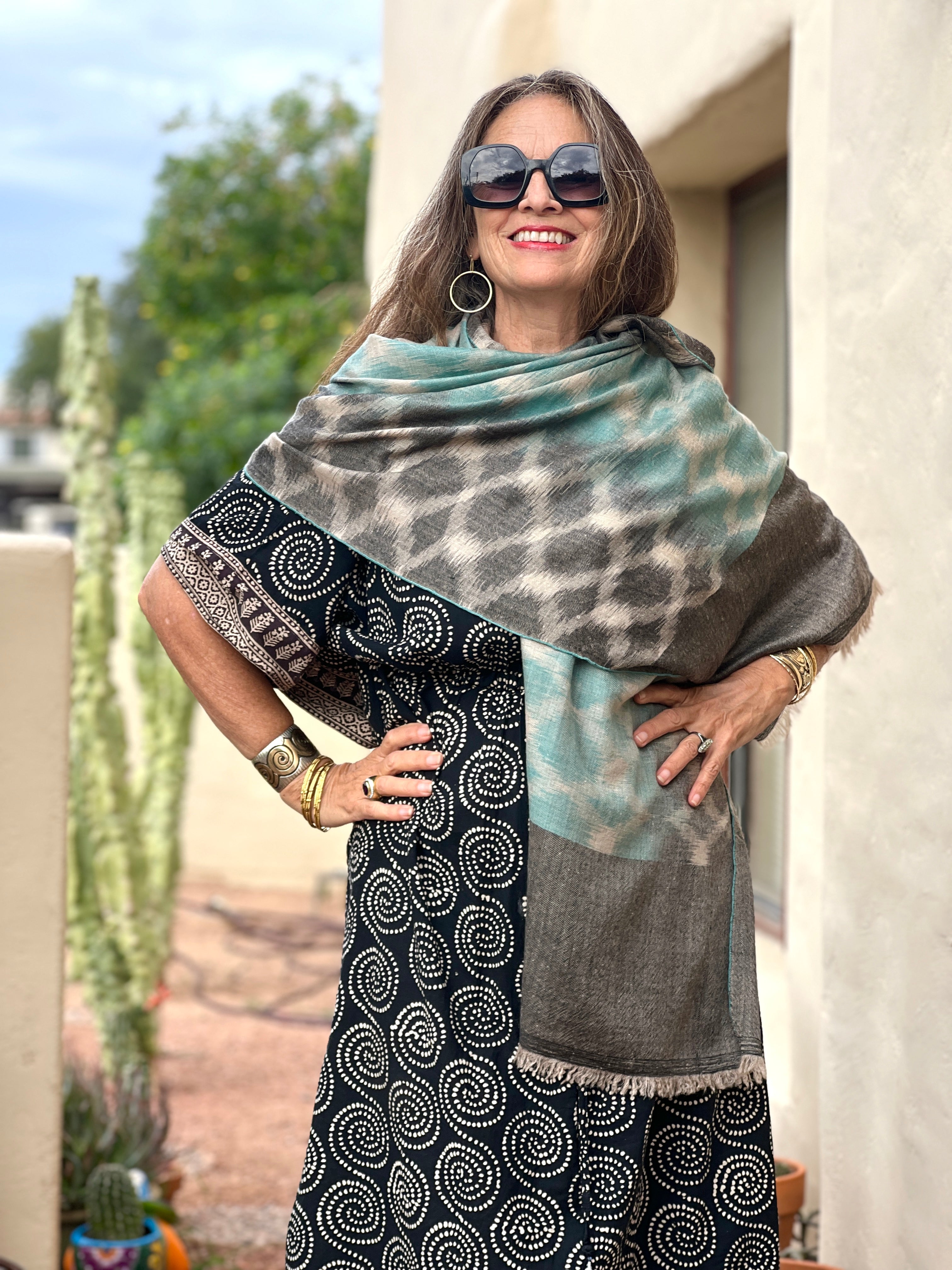 Kamini Pashmina Ikat Shawl One of a Kind
