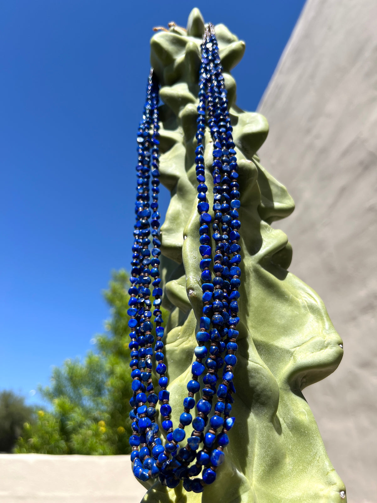 Natural Lapis and Heishi Five Strand Necklace Santo Domingo