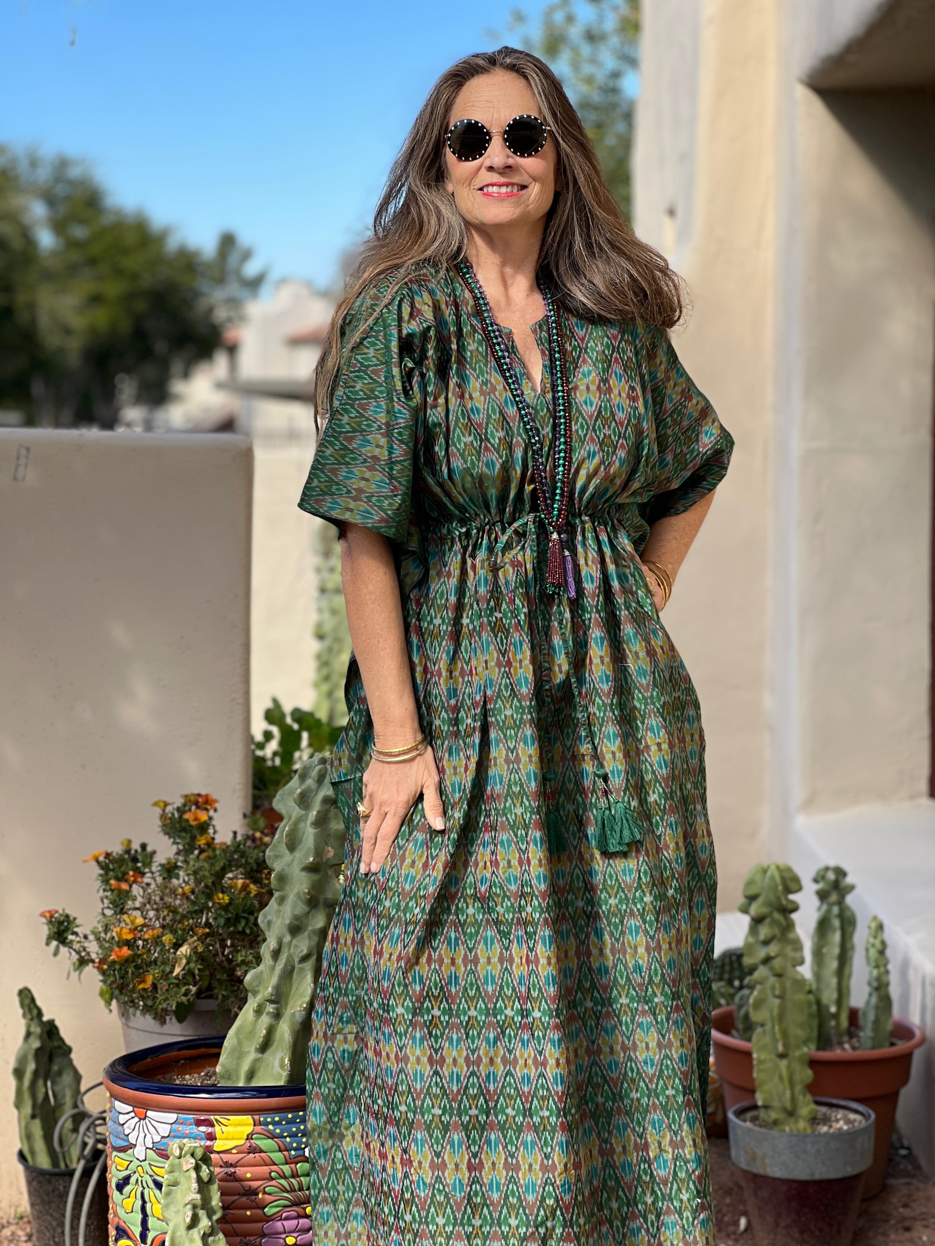 Emerald Oz Cotton Silk Maxi Kaftan Store Credit Only