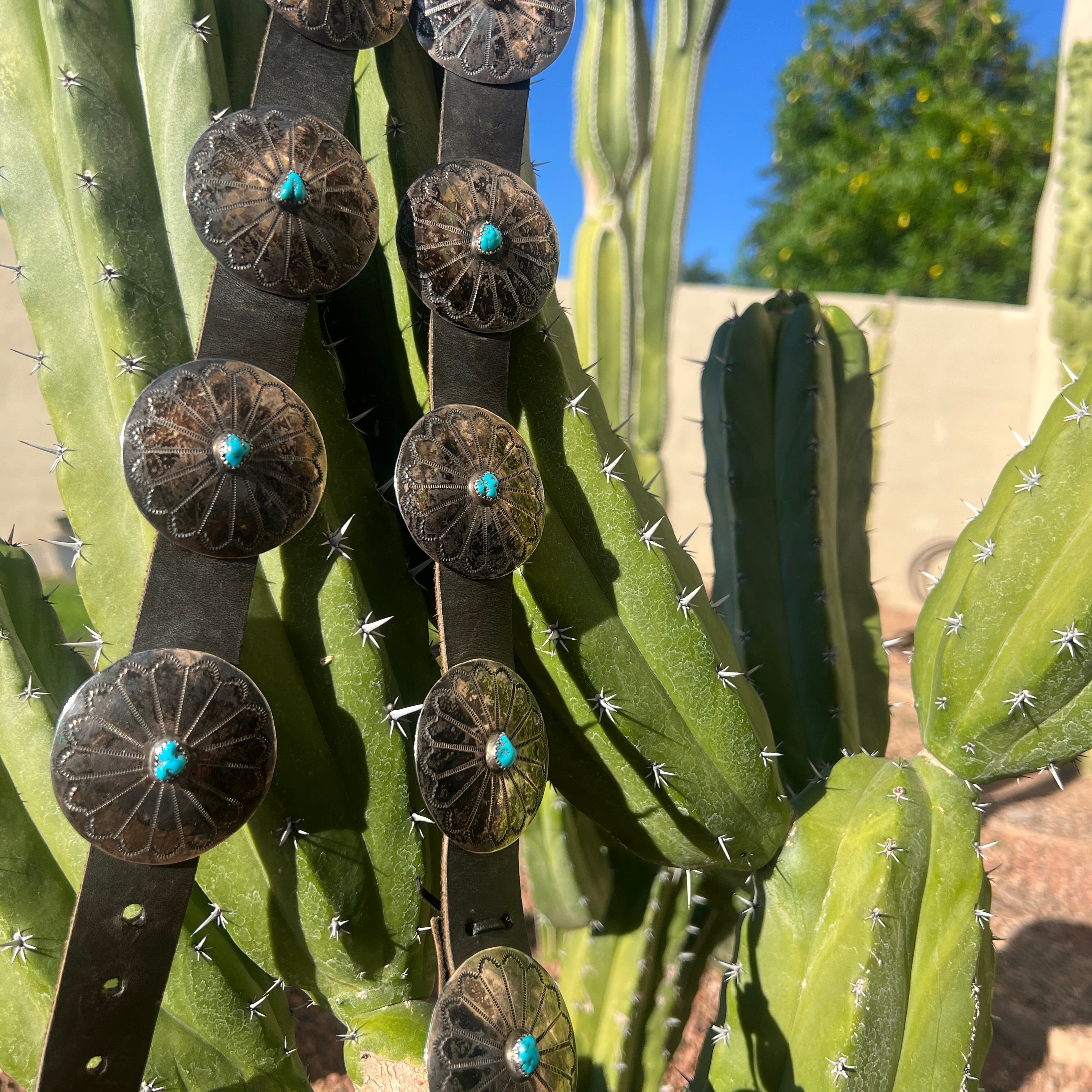 Vintage Sterling Silver and Turquoise Navajo Concho Belt