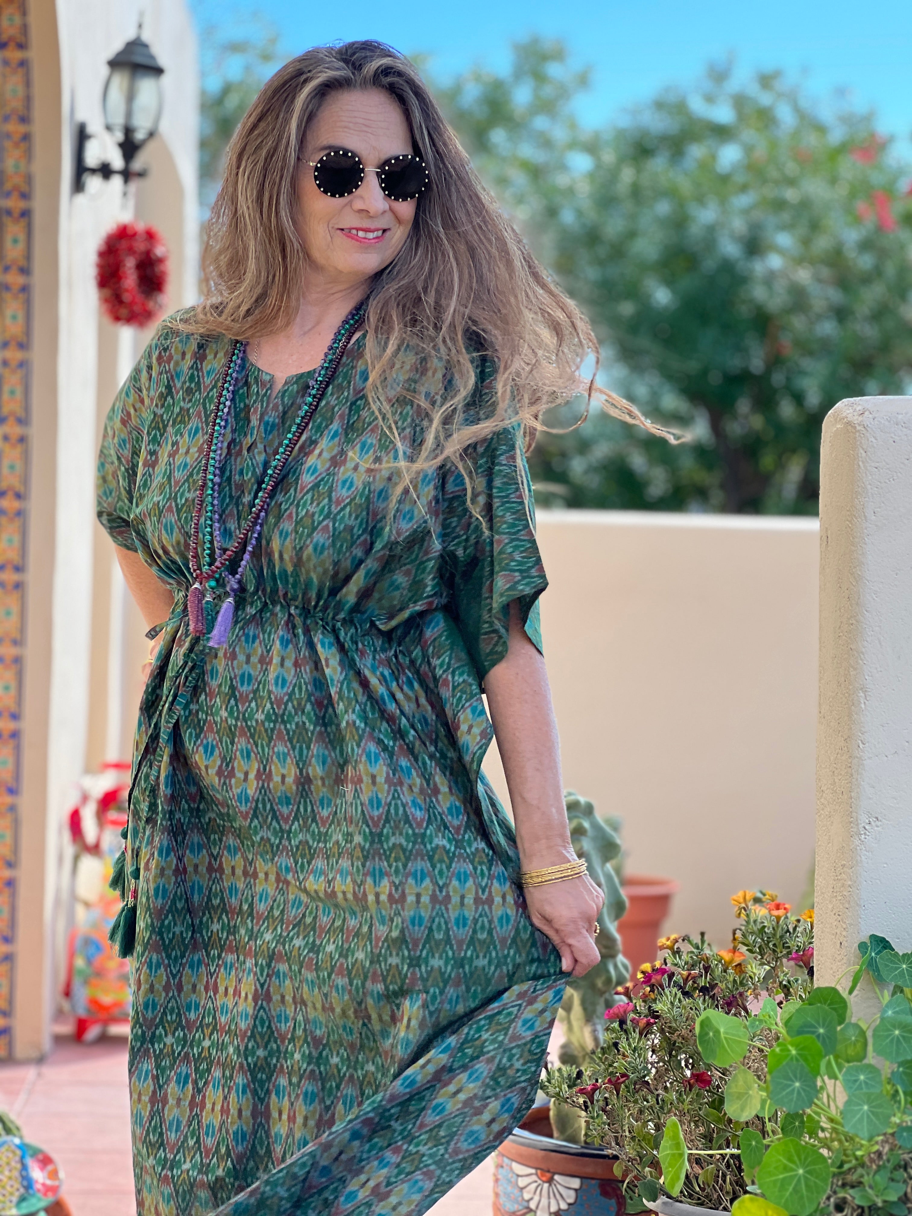 Emerald Oz Cotton Silk Maxi Kaftan Store Credit Only