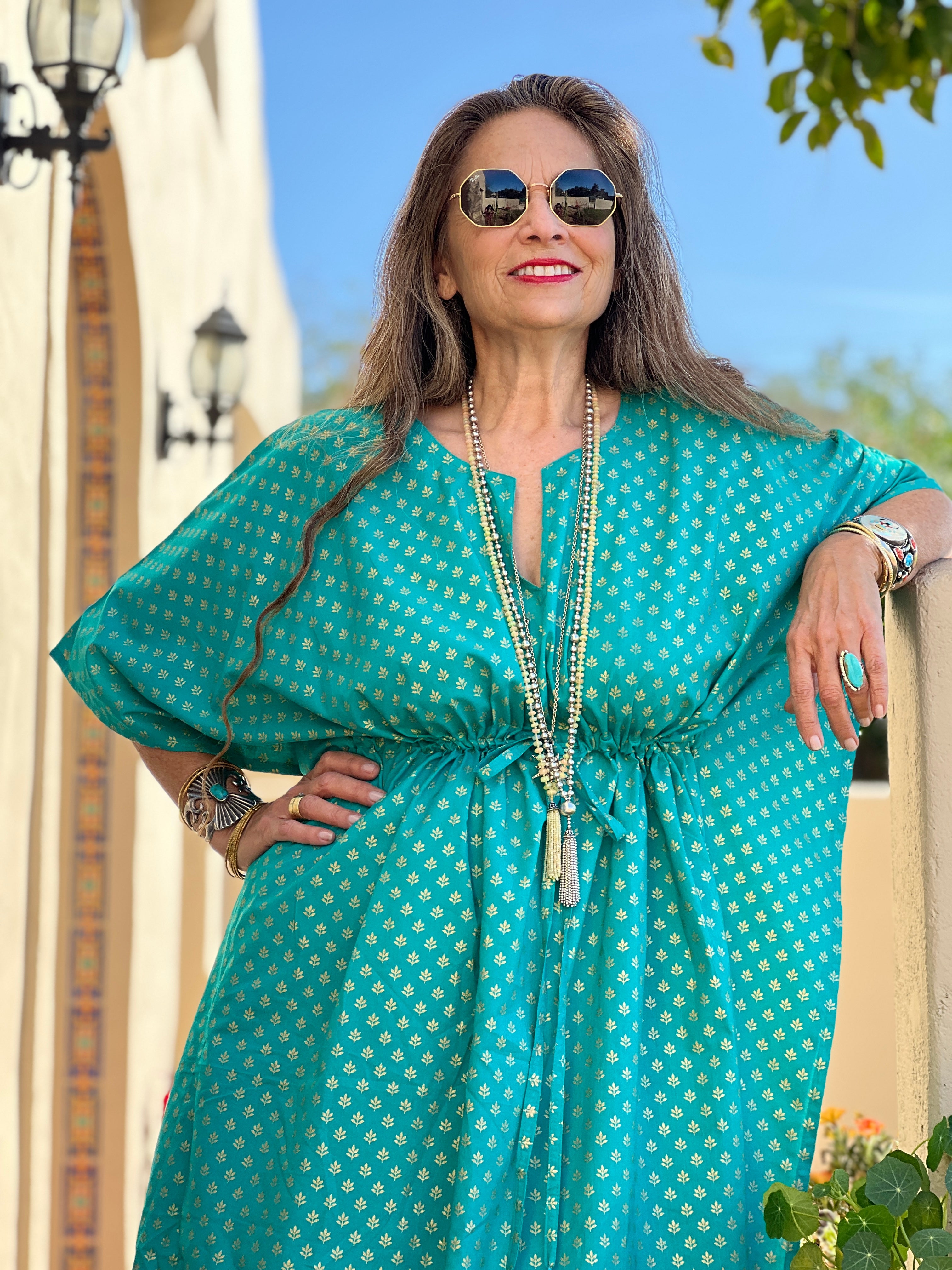 Victoria Turquoise Maxi Kaftan Dress