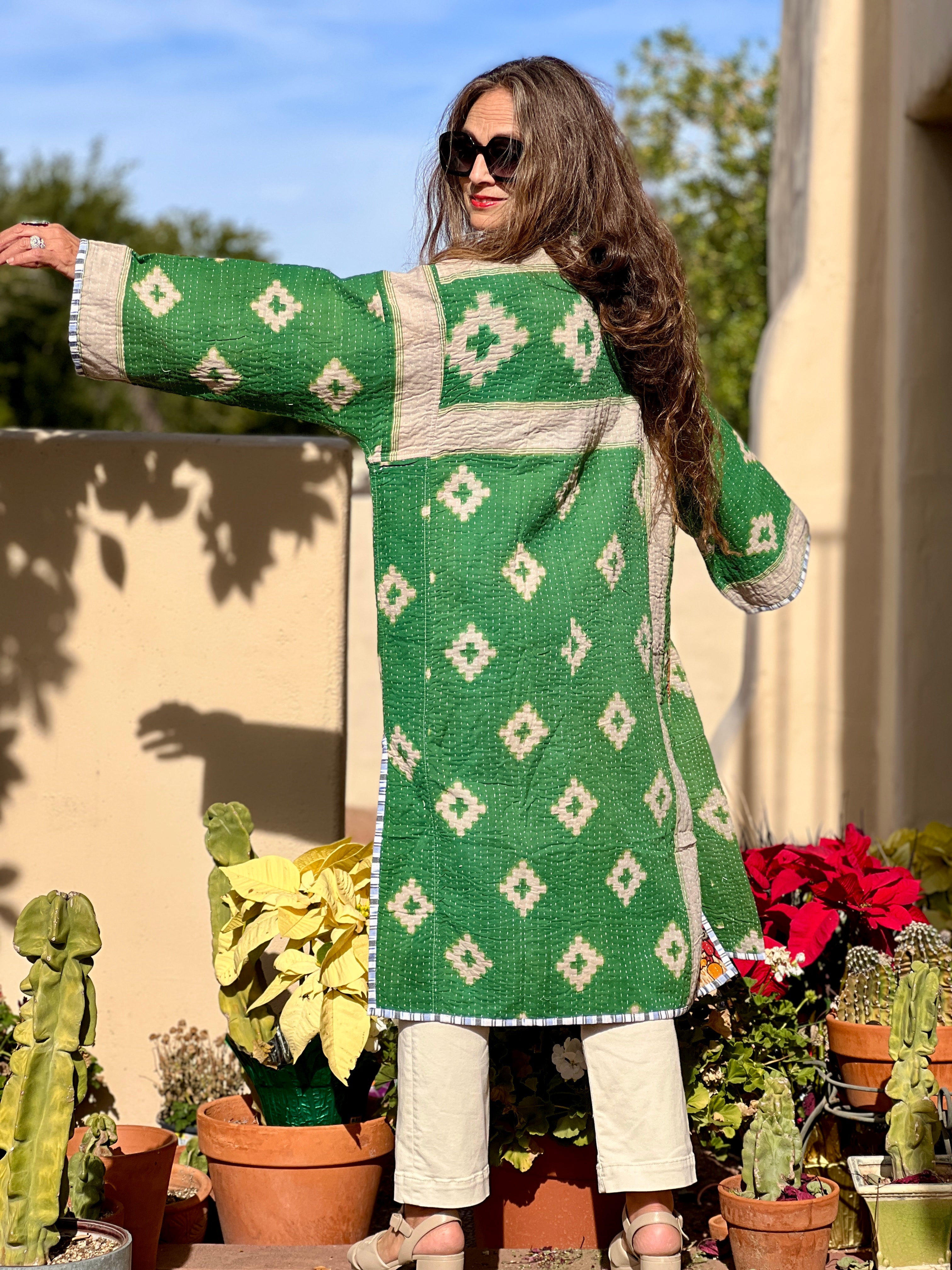 Nepal Vintage Cotton Kantha Coat One of a Kind