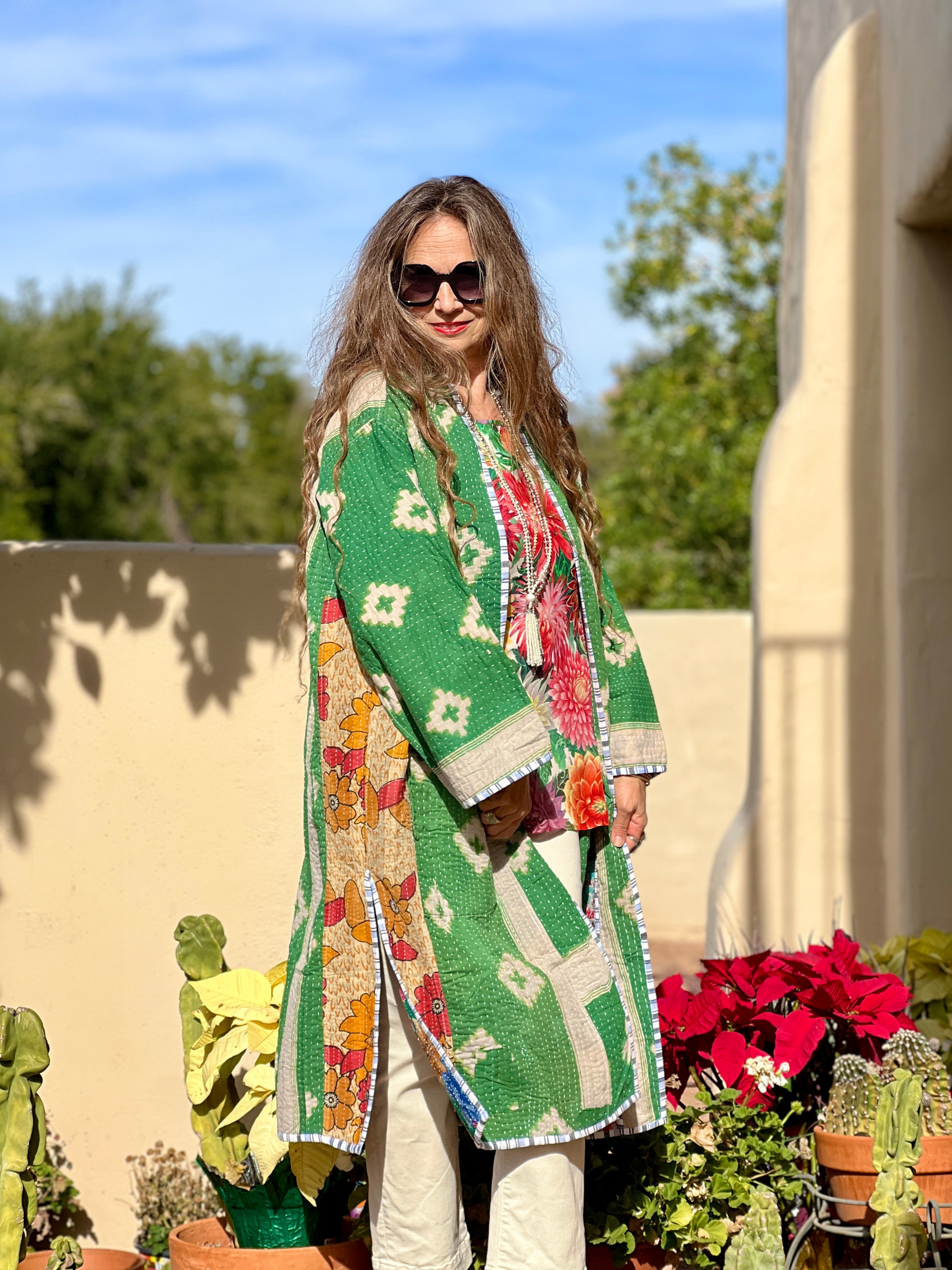 Nepal Vintage Cotton Kantha Coat One of a Kind