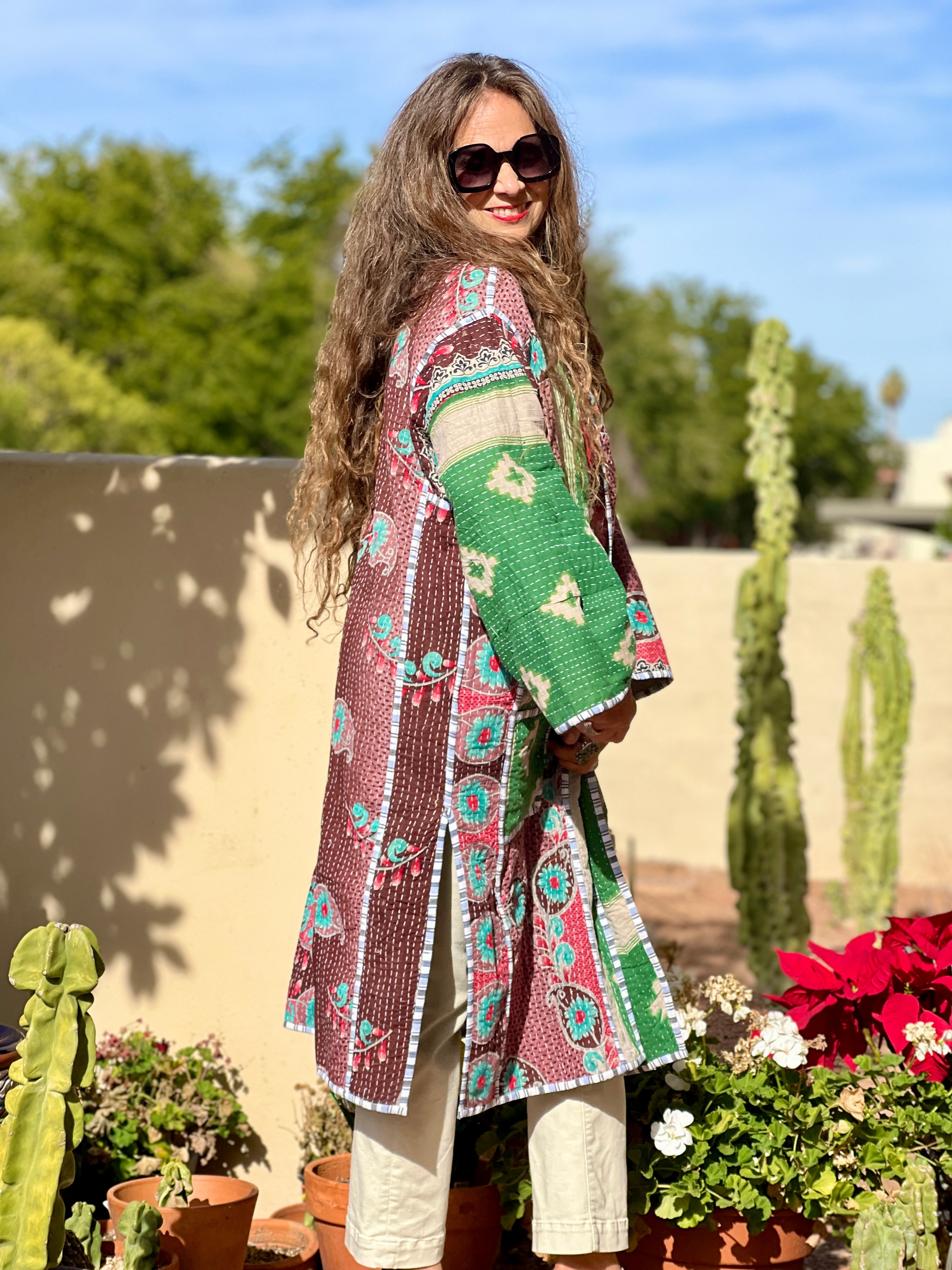 Nepal Vintage Cotton Kantha Coat One of a Kind