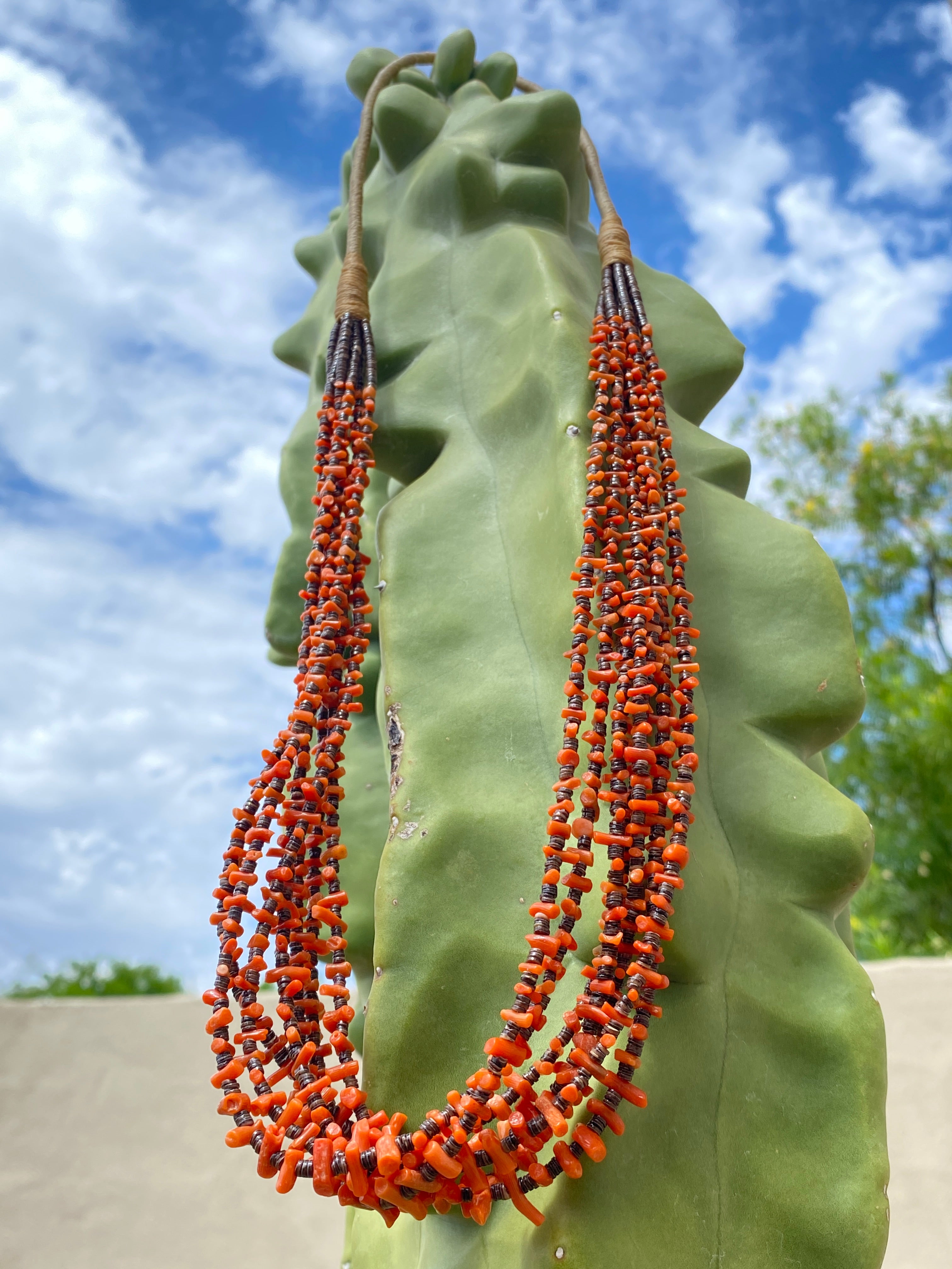Apple Coral and Heishi Shell Necklace Santo Domingo