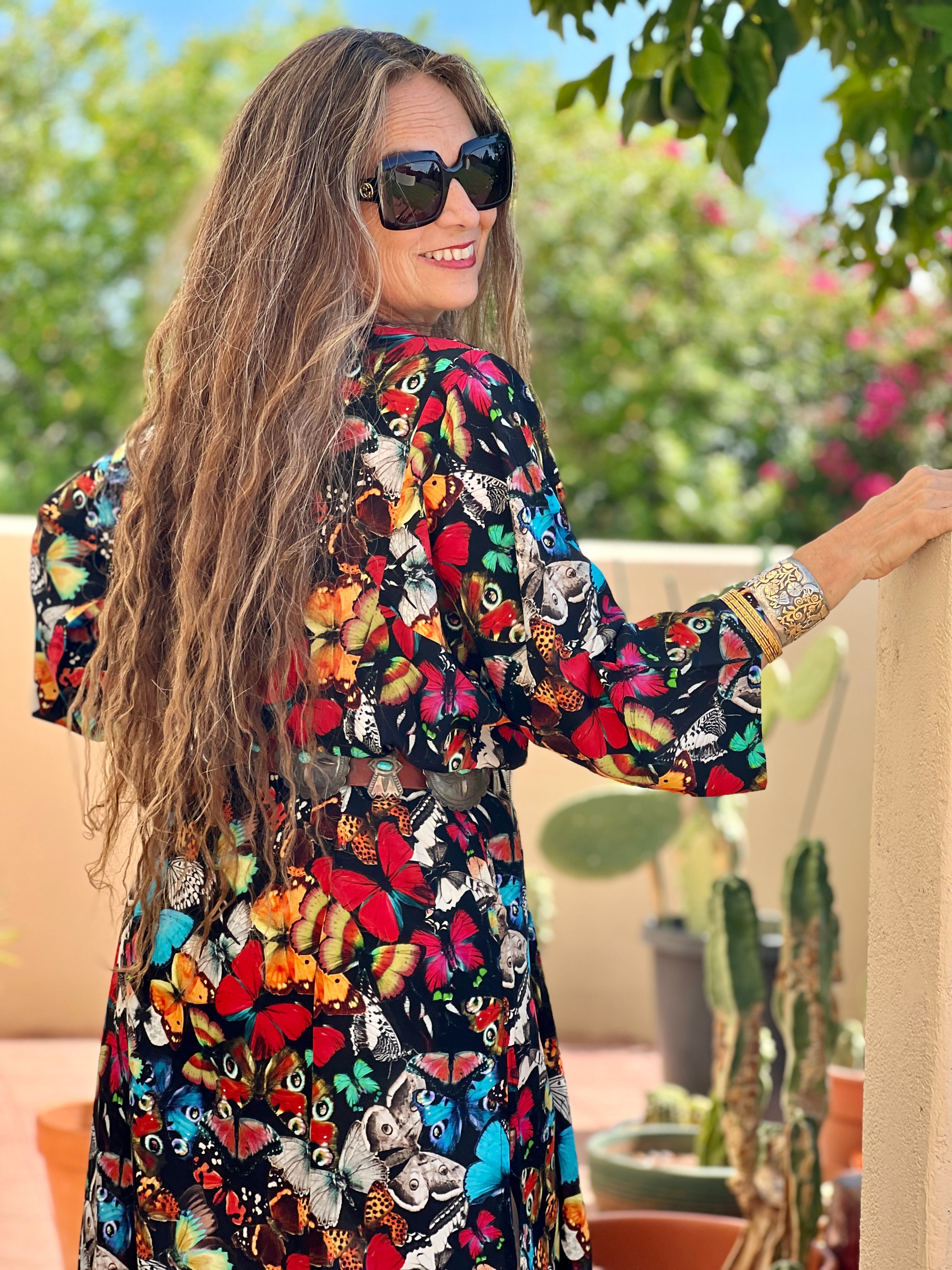 Madama Butterfly Italian Silk Midi Tunic