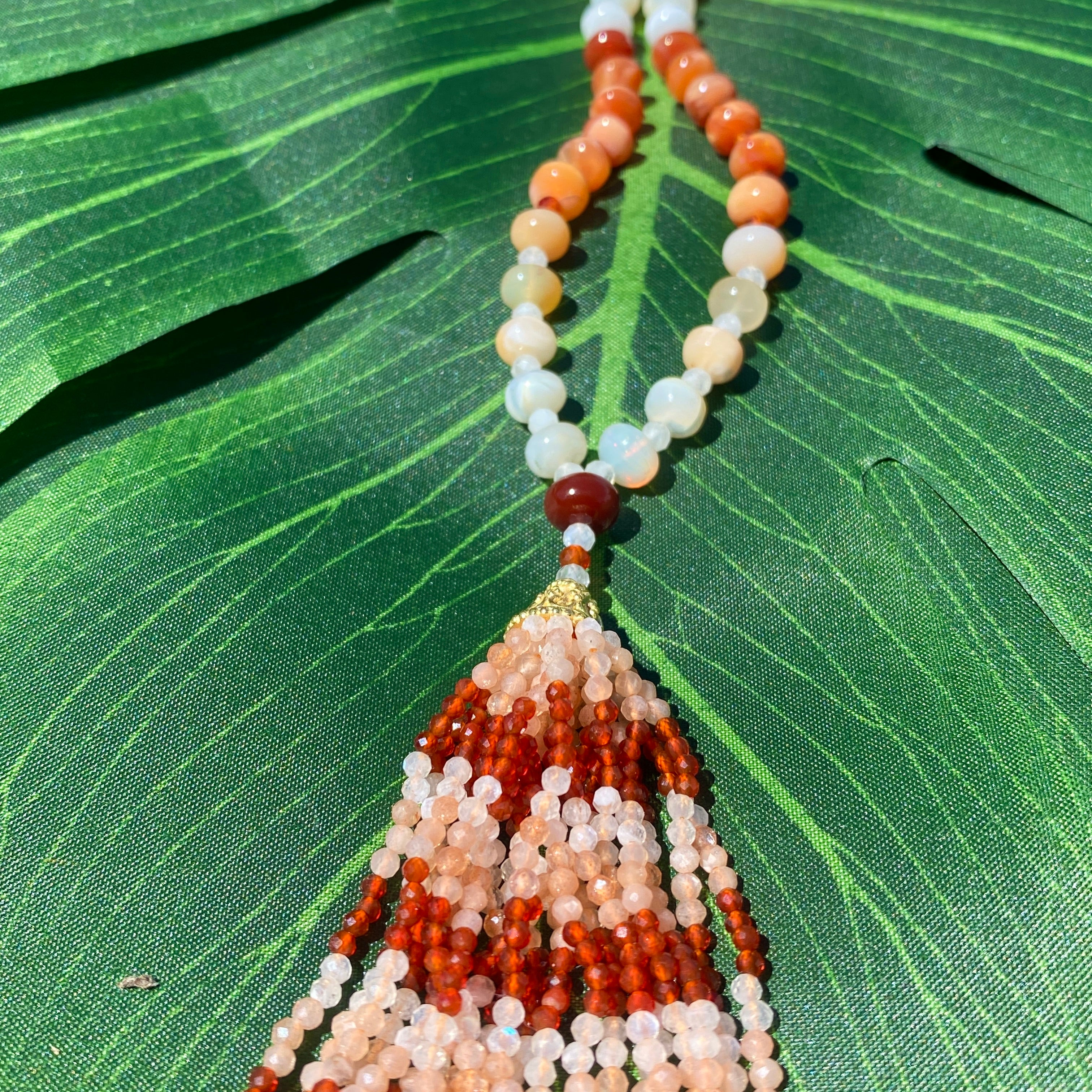 Rare Fire Opal Mala Necklace