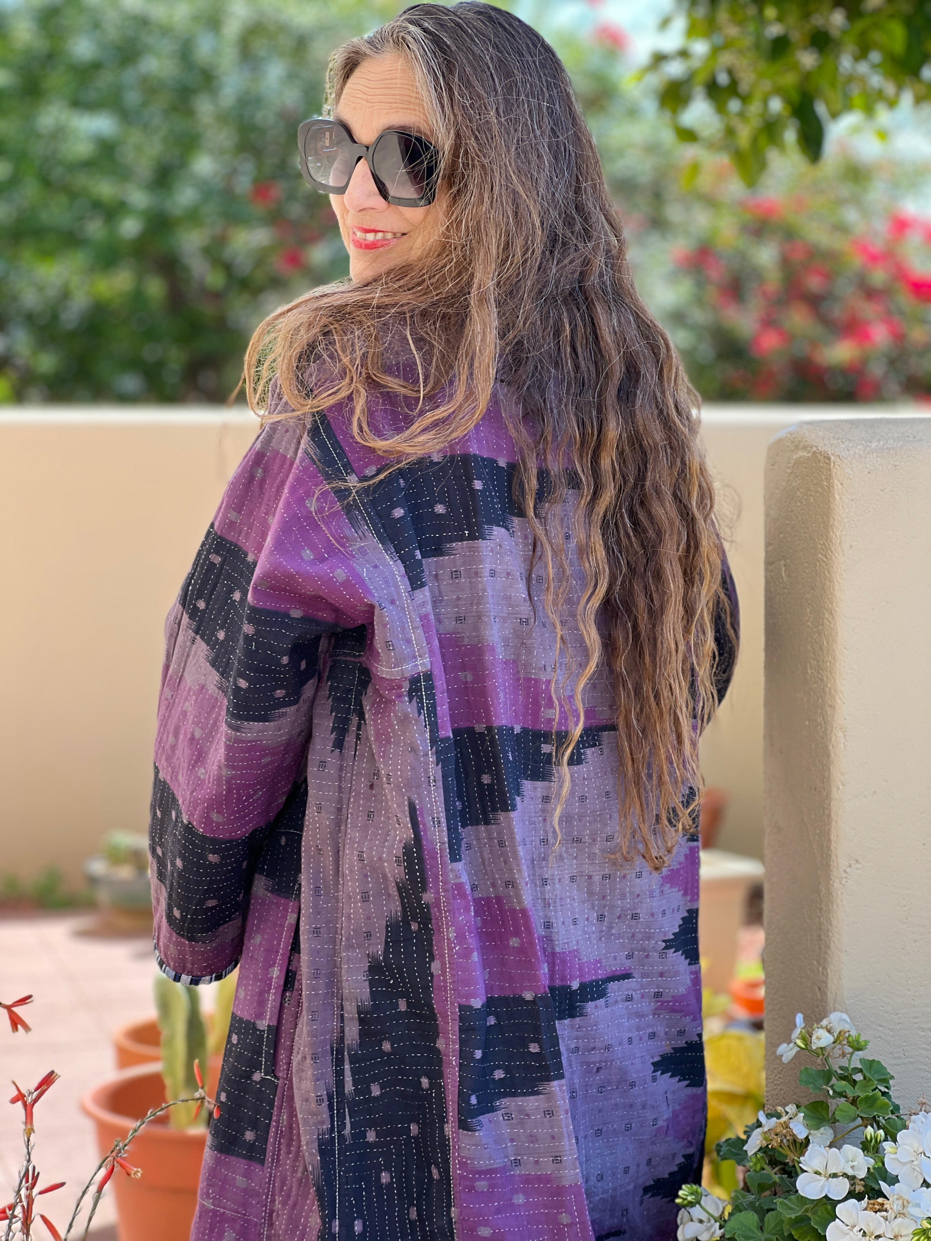 Heeja Cotton Vintage Quilted Kantha Coat One of a Kind