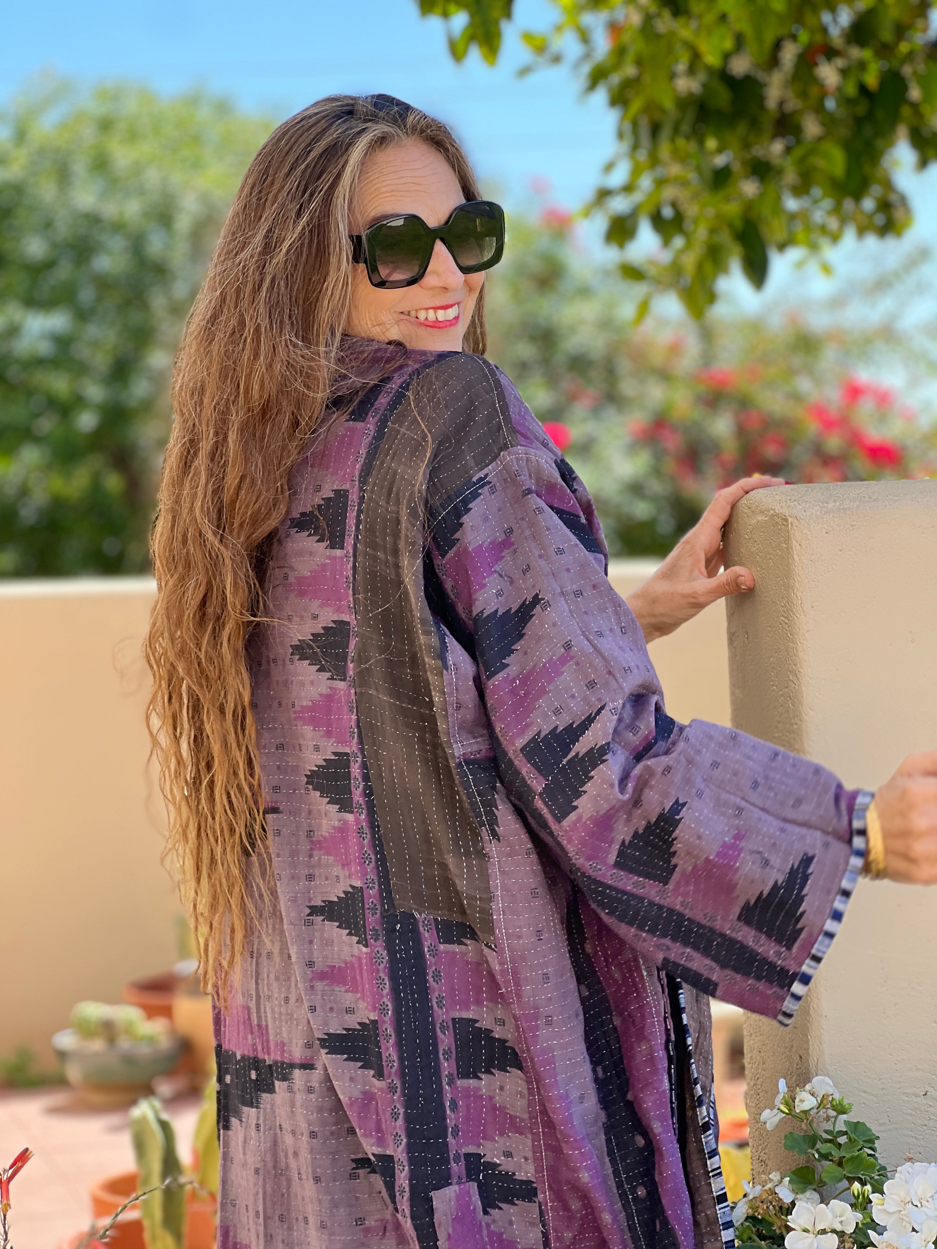 Heeja Cotton Vintage Quilted Kantha Coat One of a Kind