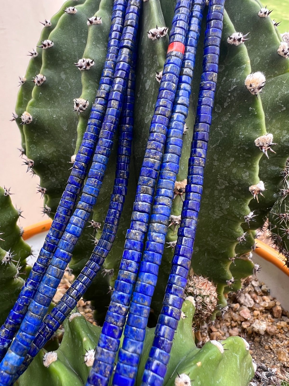 Exceptional Lapis and Heishi Three Strand Necklace Santo Domingo