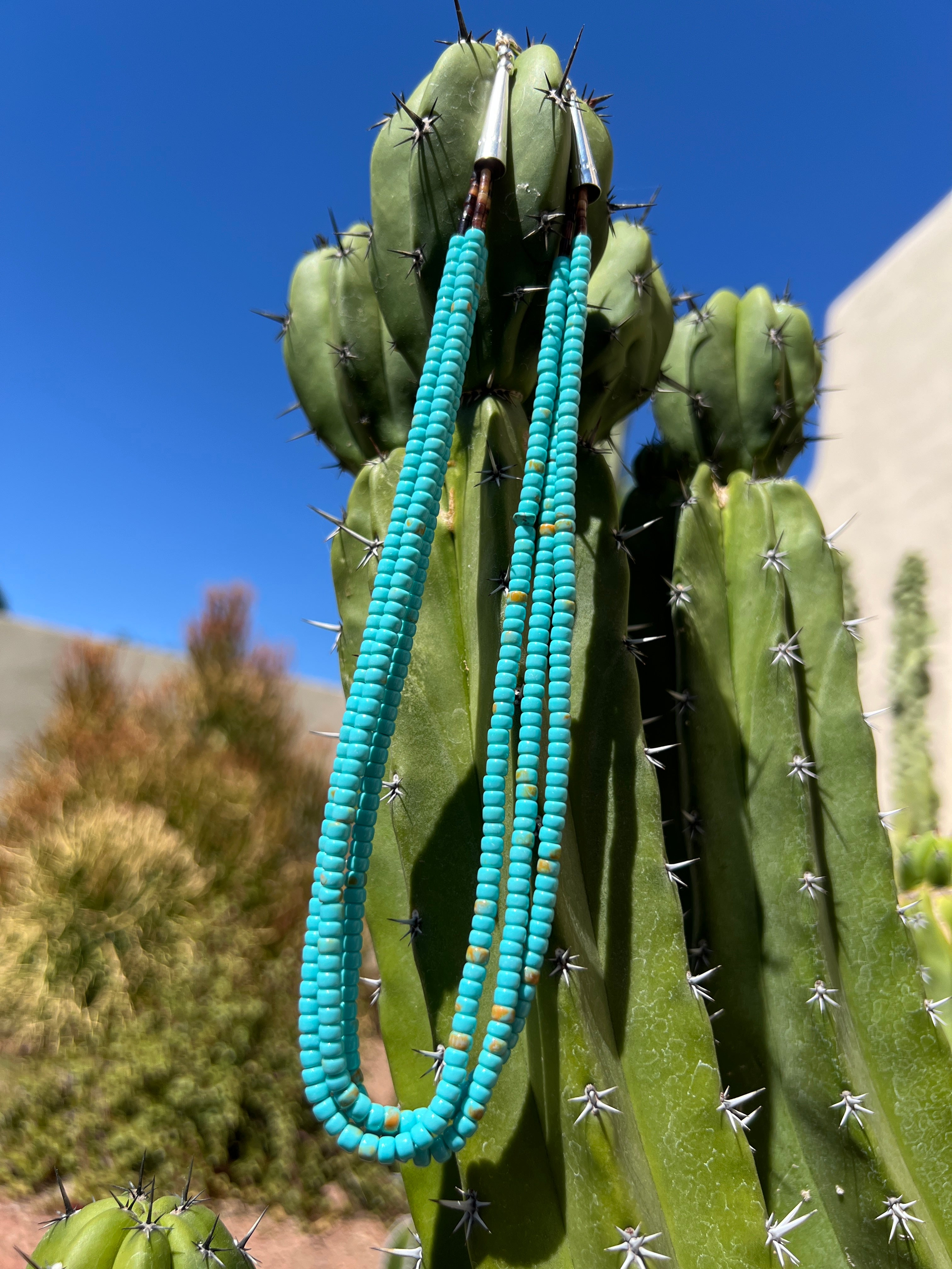 Turquoise Three Strand Heishi Necklace Santo Domingo