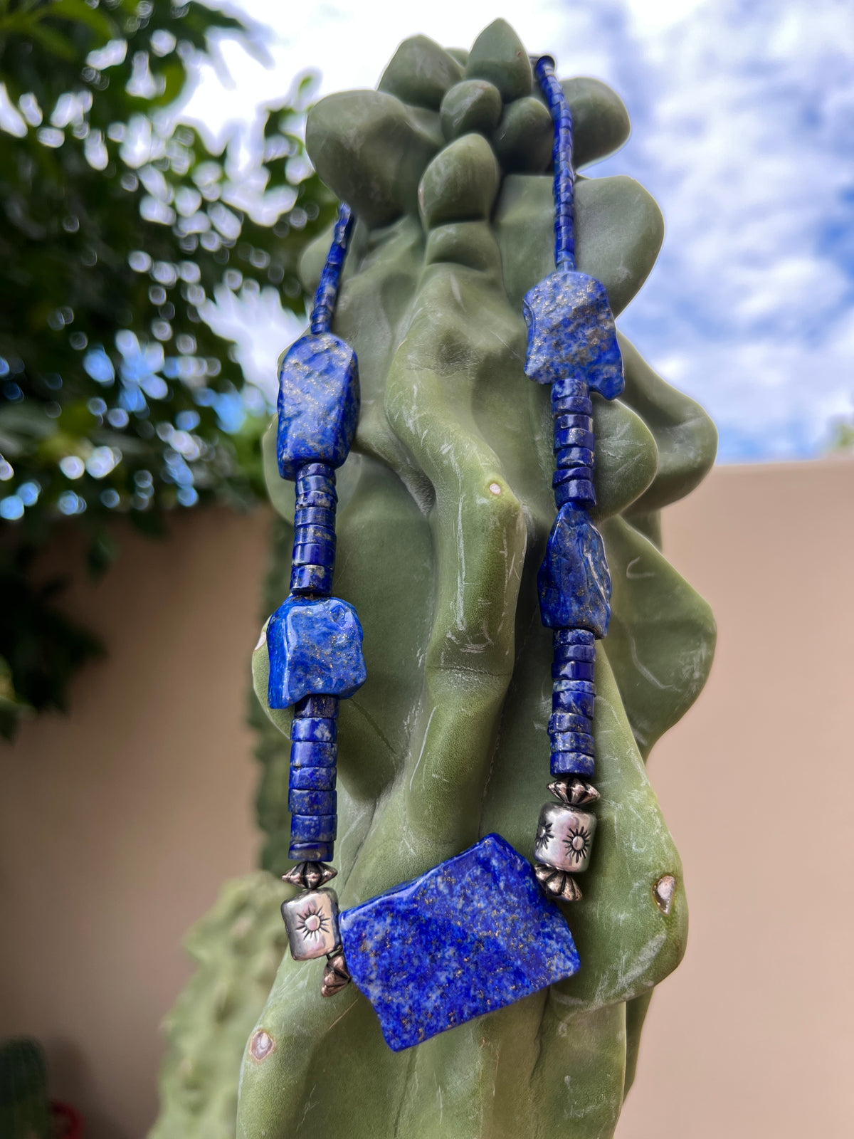 Chunky Lapis with Silver Necklace Santo Domingo