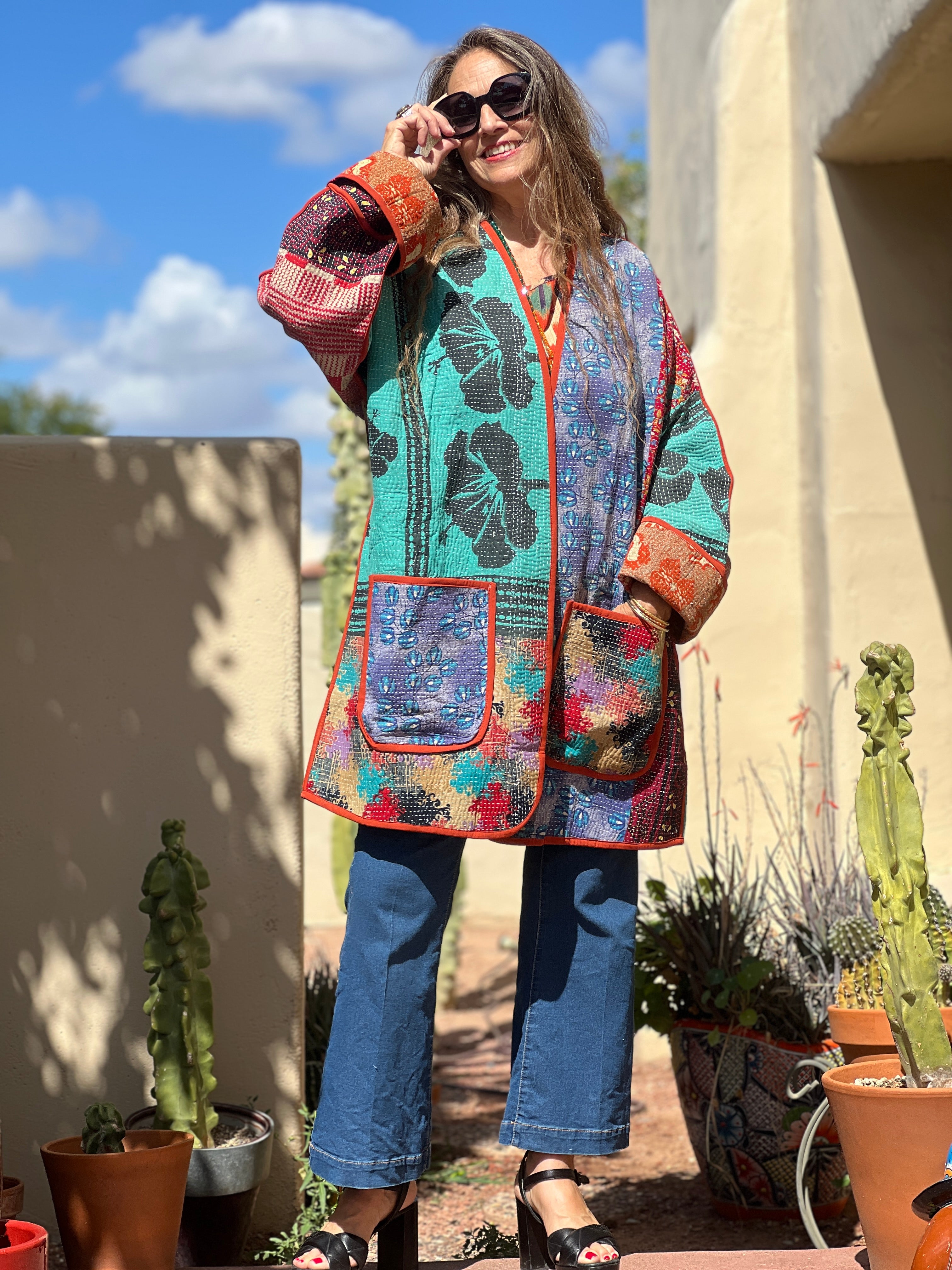 Khulna Floral Kantha Coat One of a Kind