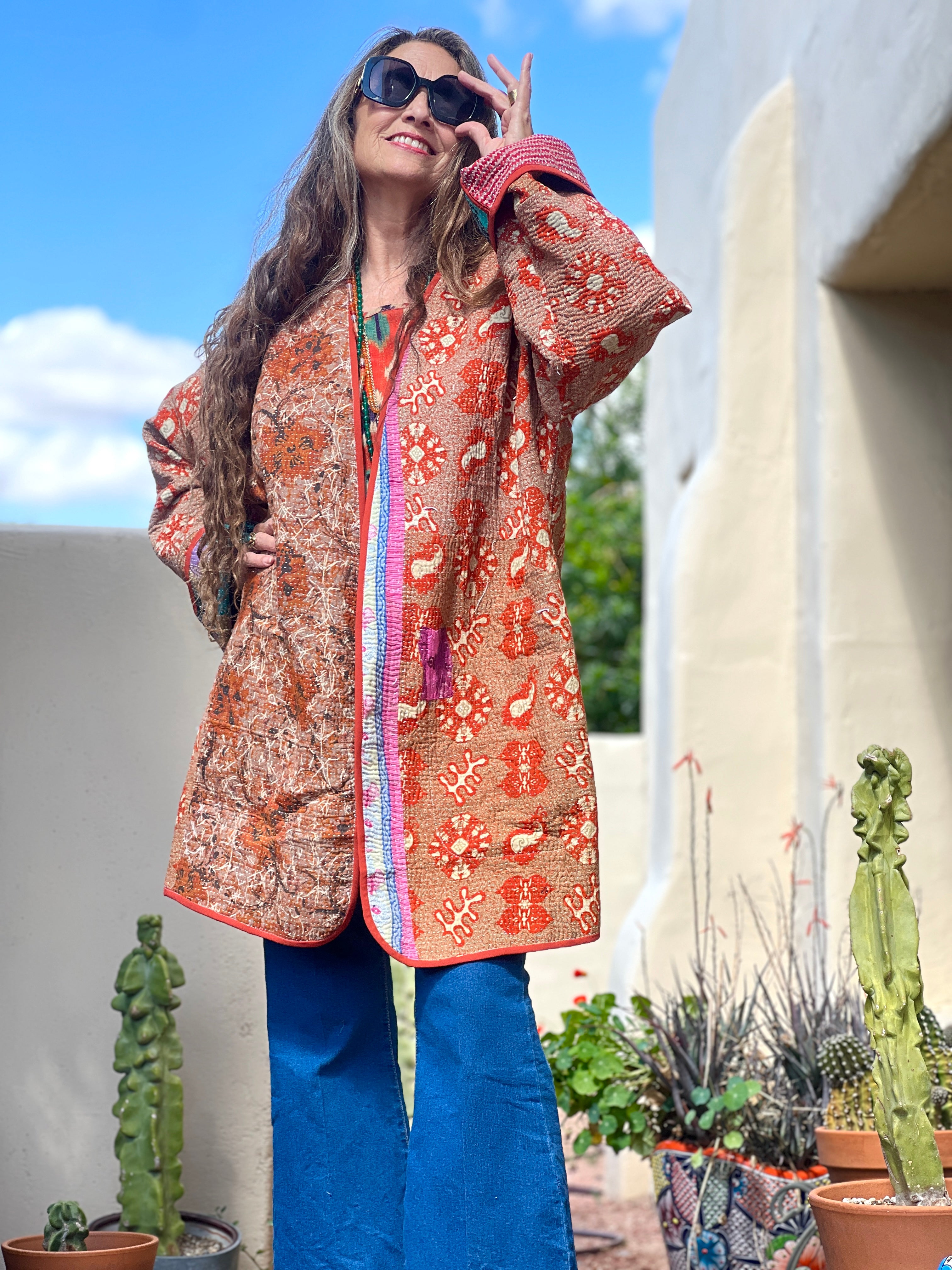 Khulna Floral Kantha Coat One of a Kind