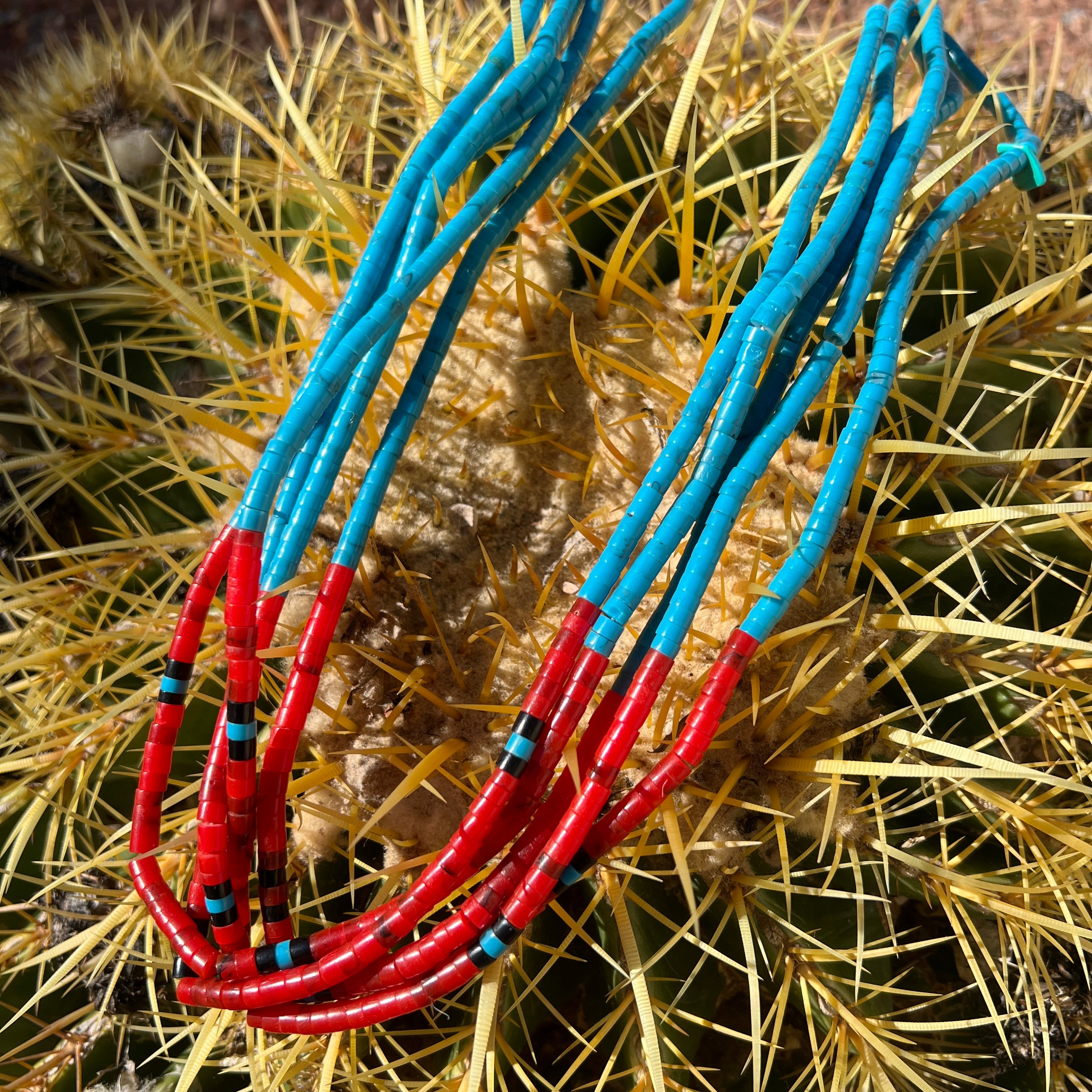 Turquoise and Coral Necklace Santo Domingo